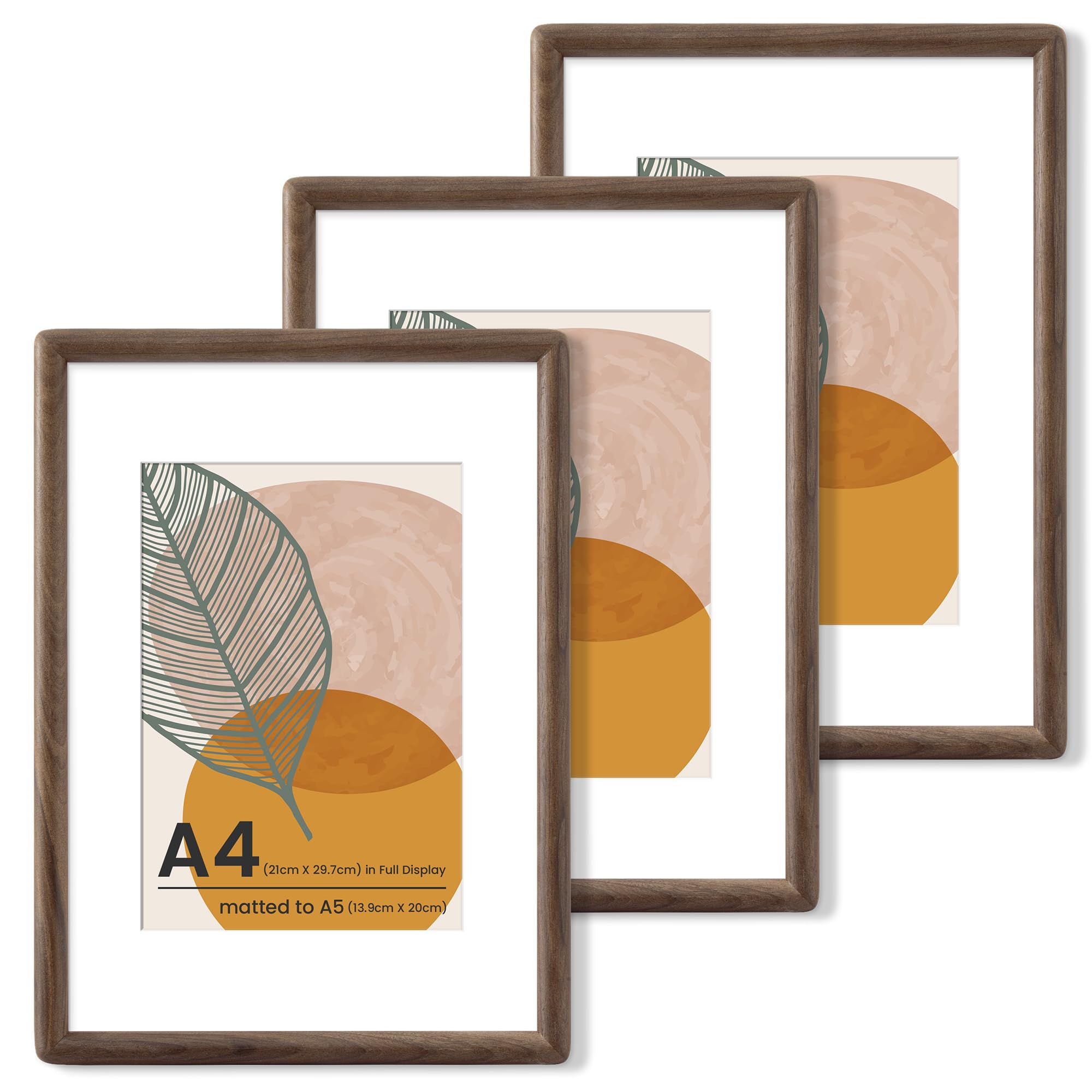 Axeman A4 Frame with A5 Mount, Walnut Wood, Tempered Glass, Rounded Corner