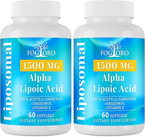 Fogoro Ácido alfa lipoico 1500 mg-Suplemento liposomal ALA para la producción de energía celular,Metabolismo de glucosa y lípidos,Eliminador de