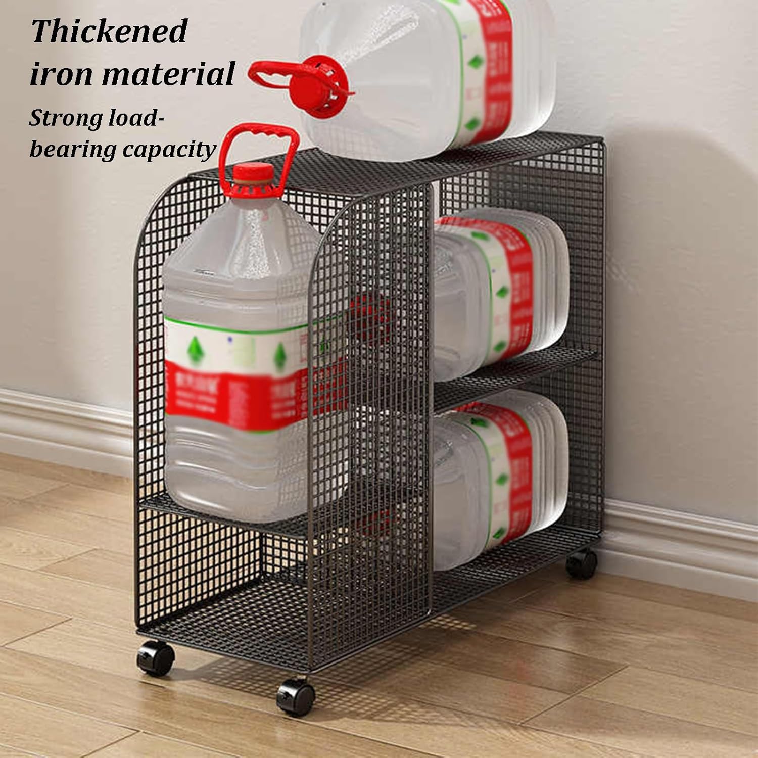 Rolling Book Cart, 3-Layer Metal Multfunctional Bookcase with Wheels, Baking Paint Process, Space-Saving Under The Table Storage Rack for Bedroom Study Office School(Gold)