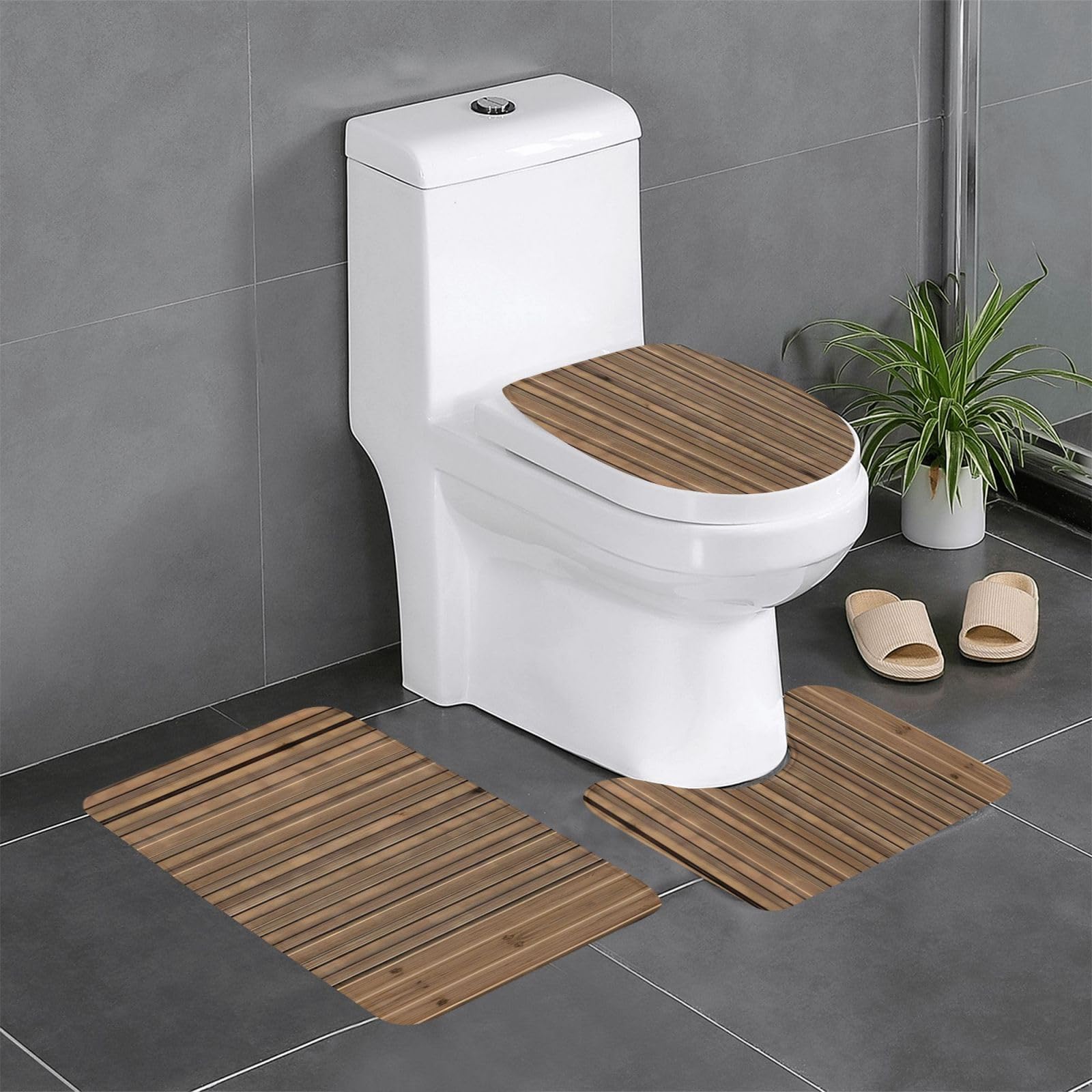 Tapis de salle de bain antidérapants bois massif pour sécuriser le sol des toilettes