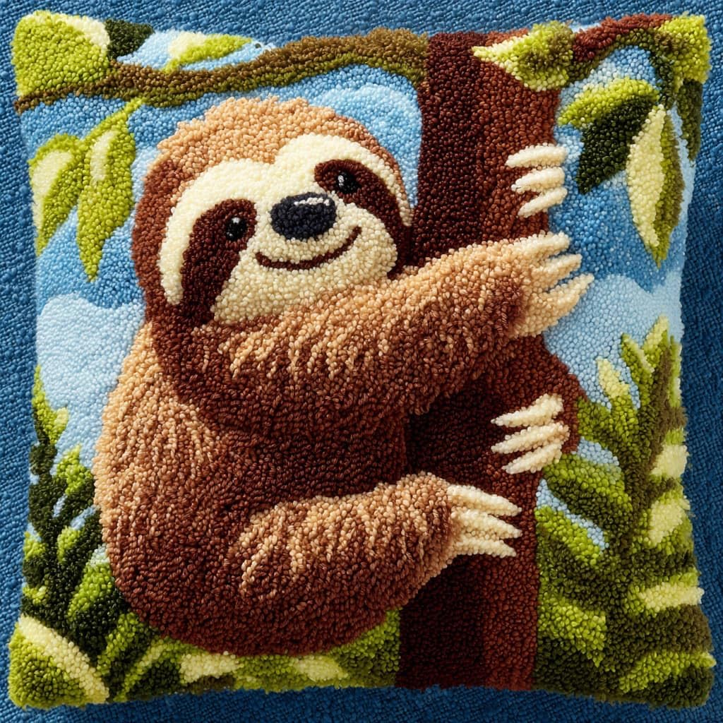 Henypt Latch Hook Cushion Kits, Sloth