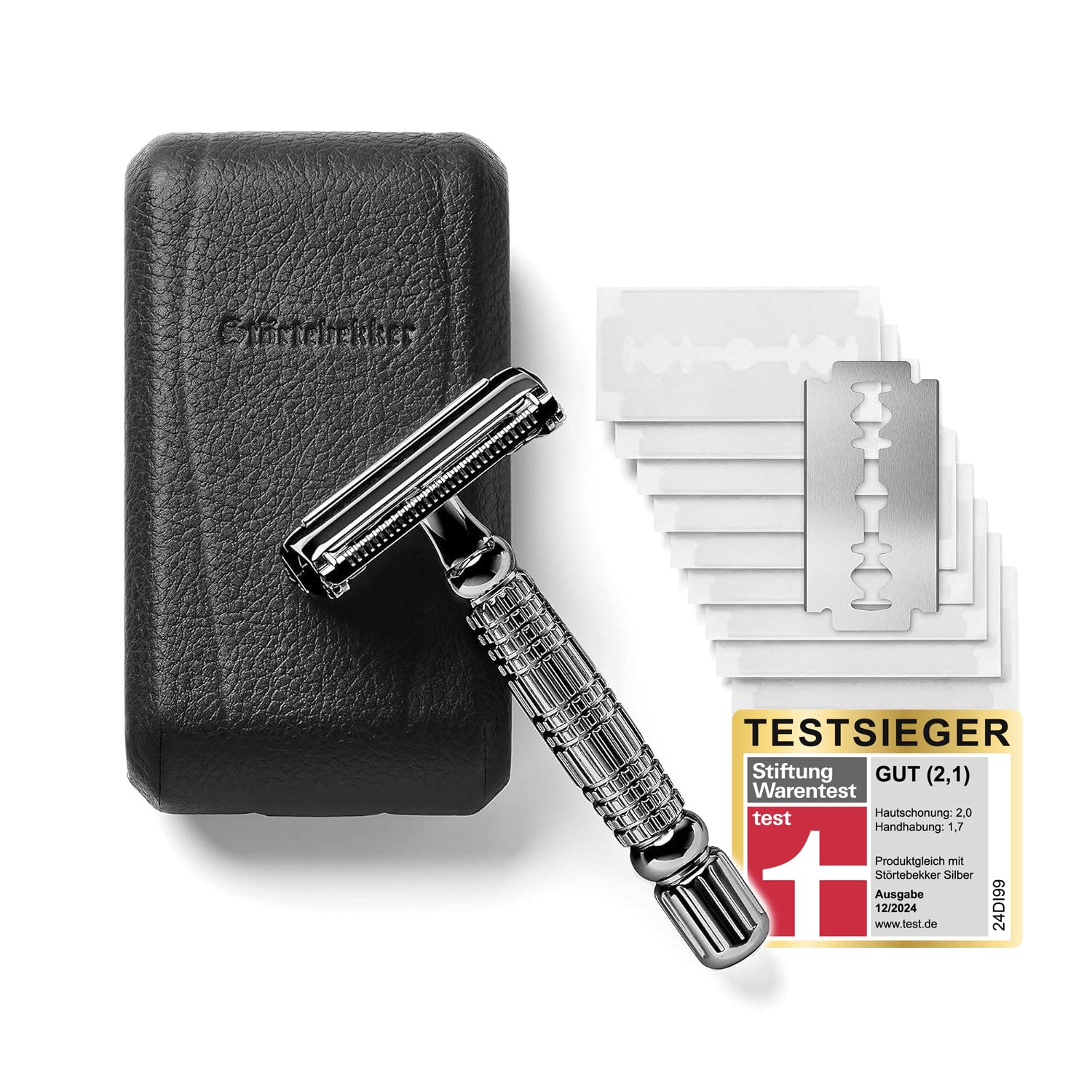 Störtebekker® Premium Rasurpflege Set - inkl. Rasierhobel, Etui, Rasierpinsel, Rasierseife, Rasierschale, Rasieröl und Rasiertuch - hochwertiges Rasierset für die tägliche Rasur - Geschenkidee