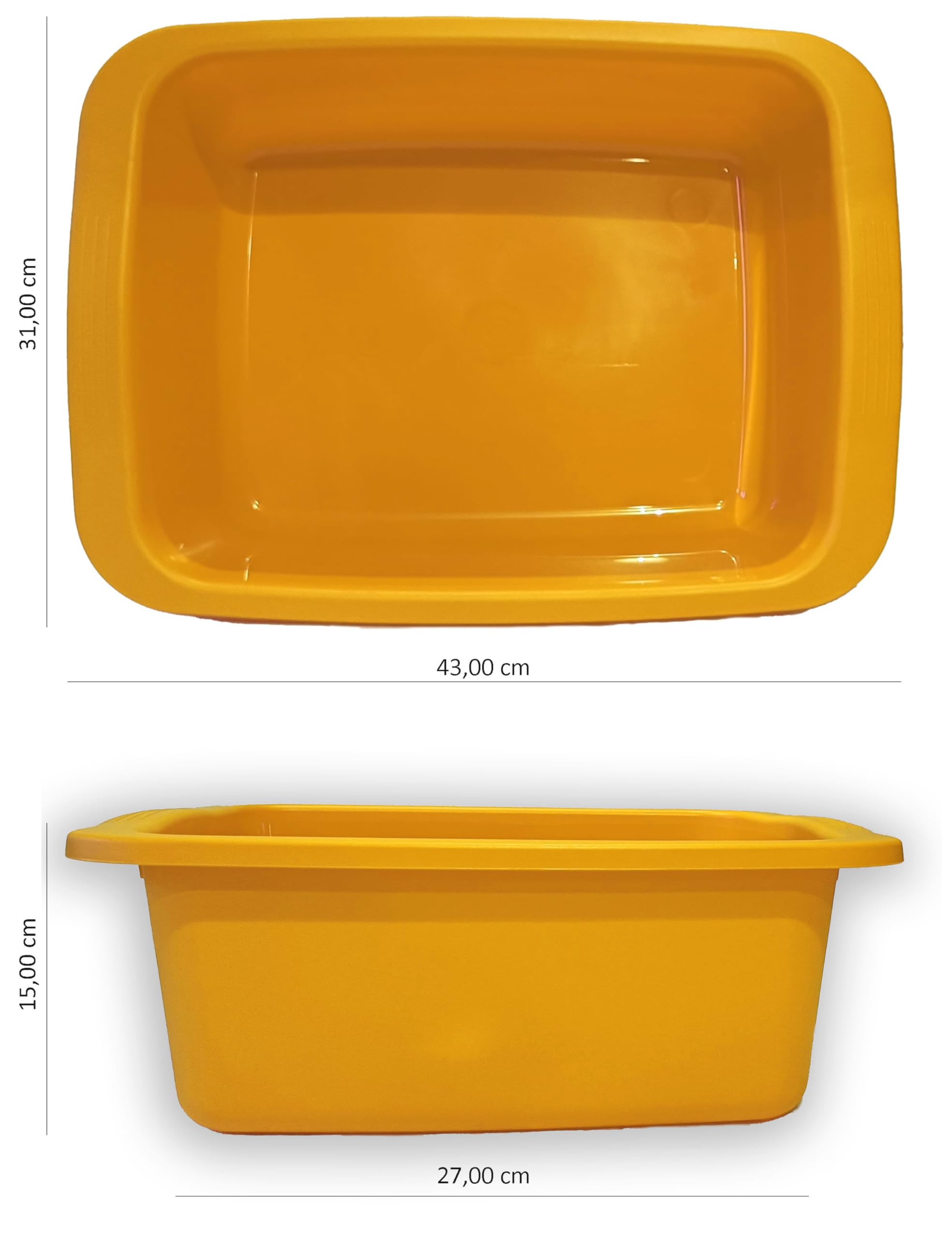 Macchiavelli catino rettangolare giallo 10L plastica vaschetta multiuso 42x31x15,5 cm