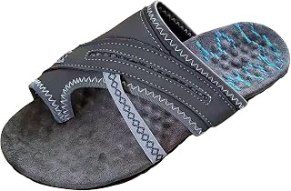 LANJIA Women's Summer Splicing Sewing Clip Toe Flat Heel Sandals Casual Comfortable Flip Flops Beach Shoes Ankle Thong Elastic Flat Sandals for Women