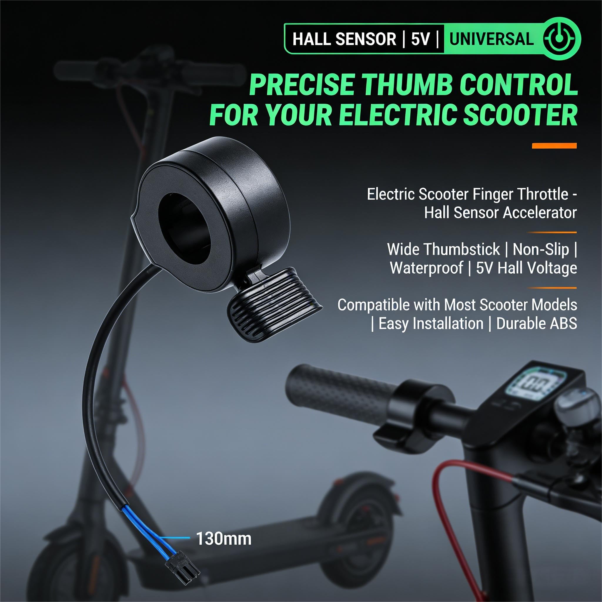 Palanca de aceleración para patinete eléctrico acelerador de pulgar sensor Hall puño acelerador patinete eléctrico control de acelerador de pulgar derecho/izquierdo válvula de aceleración conector imp
