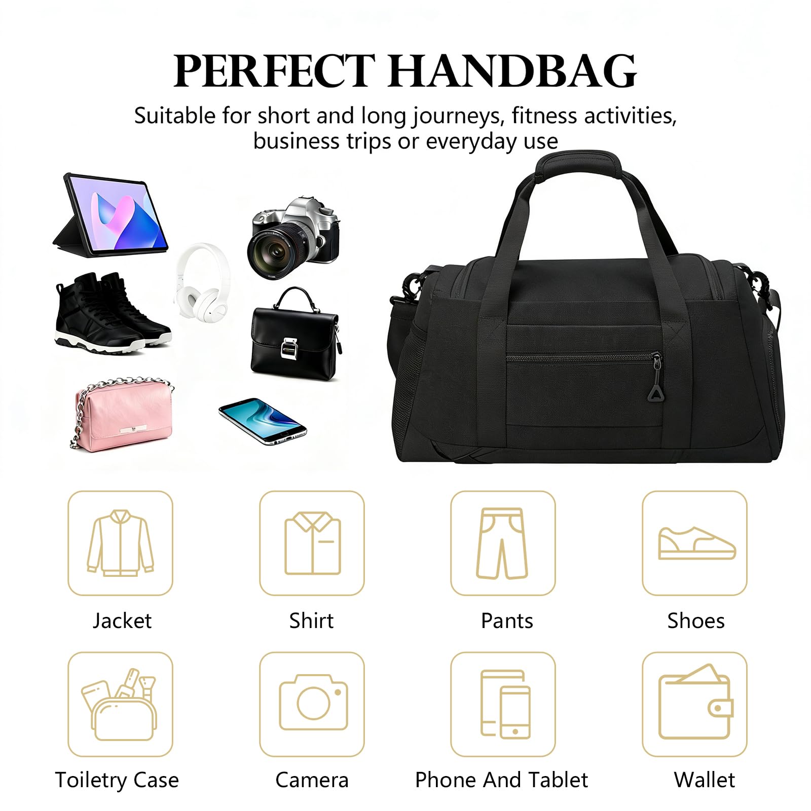 AiQInu Borsone Palestra Uomo Donna, 35L 3 in 1 Borsone Sportivo con Scomparto Scarpe, Borsa da Viaggio Tasca Bagnata Impermeabile, Design Multiscomparto per Palestra, Sport, Viaggio