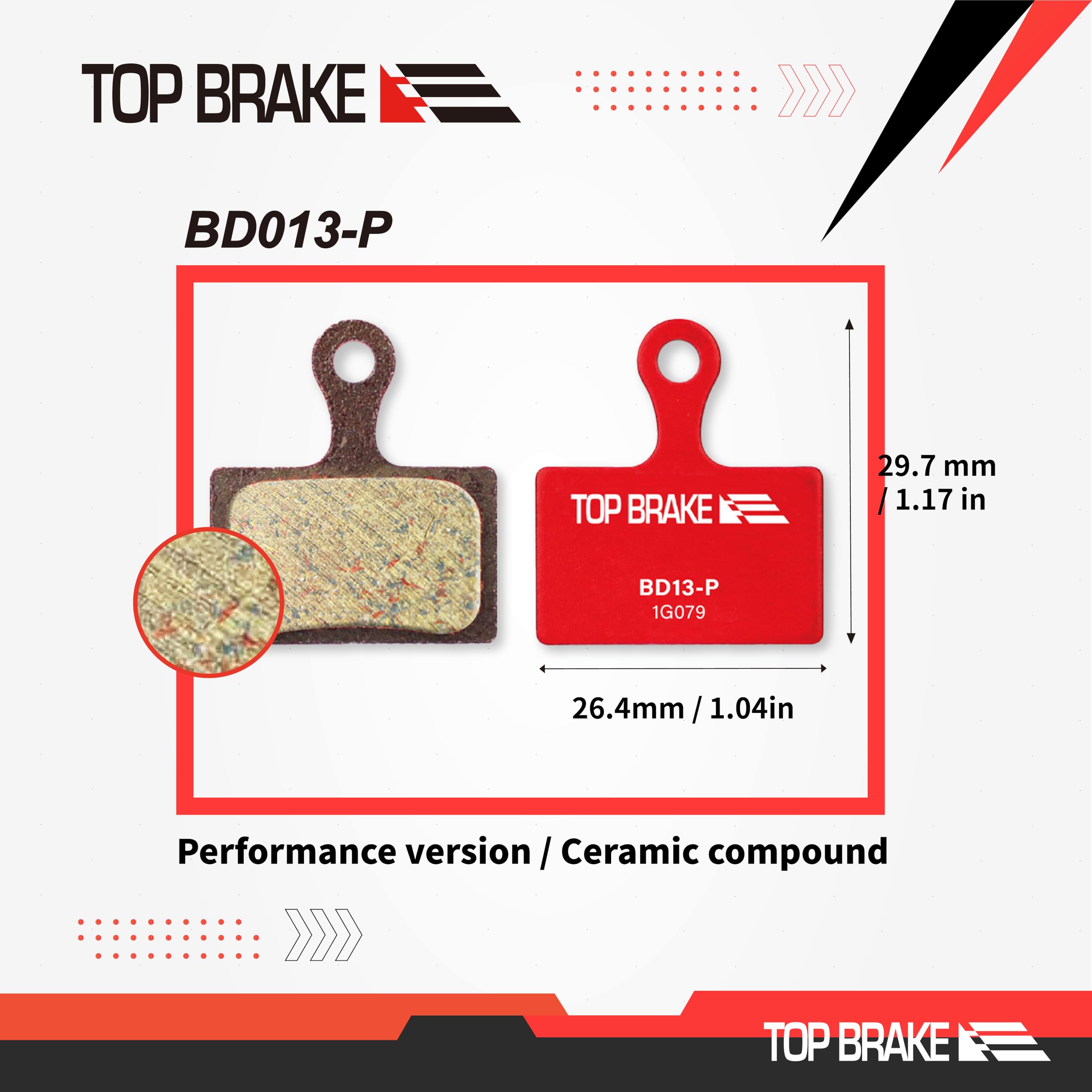 TOP BRAKE Disc Road Bike Brake Pads for Shimano XTR-M9100 RX400/810 Tektro HD-R310 510 TRP-Hylex, Red, 1.04*1.17 (in) - Image 4