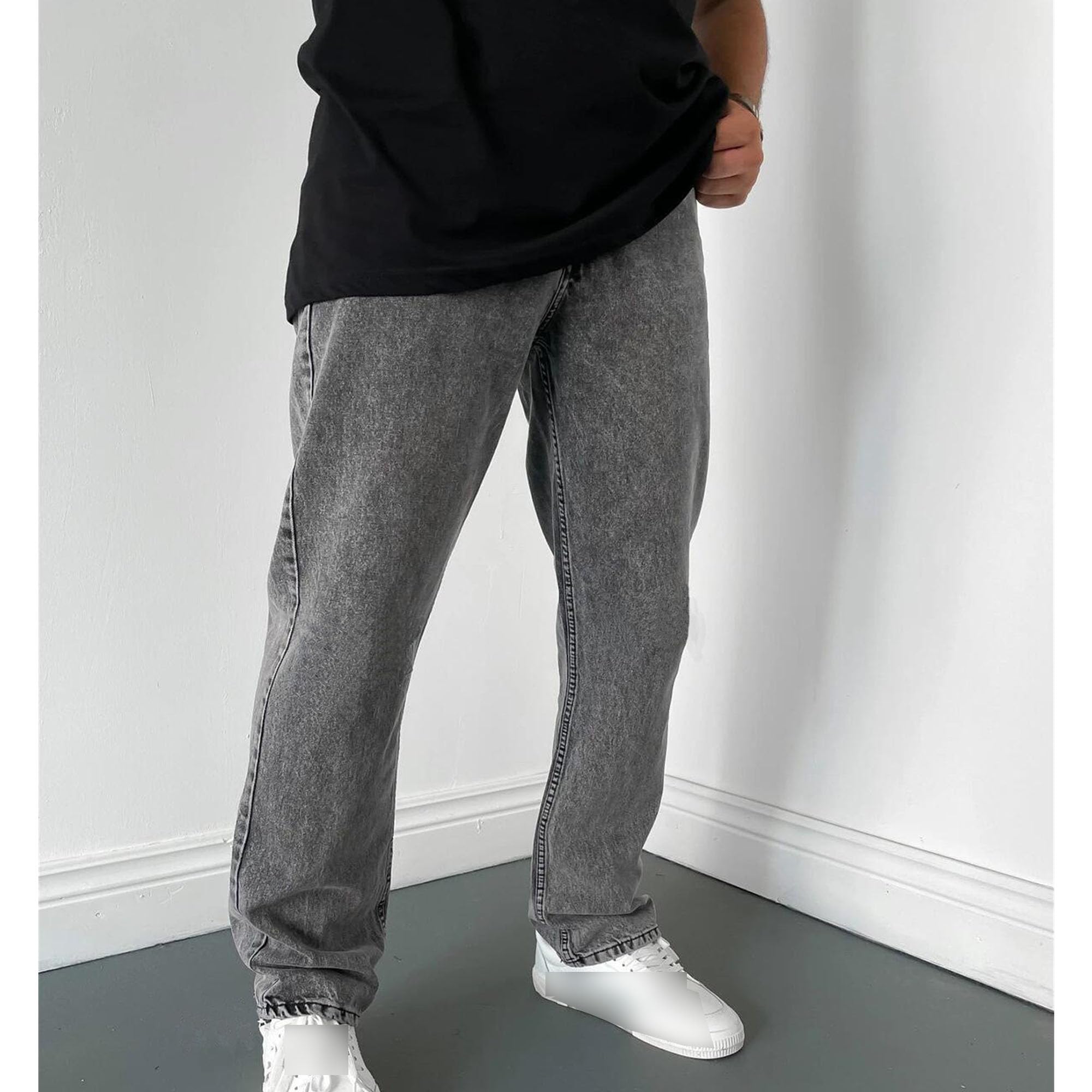 Men's Baggy Straight Leg Jean Stretch Lightweight Regular Fit Jeans Comfortable Soft Denim Classic Jeans (XX-Large,Grey)