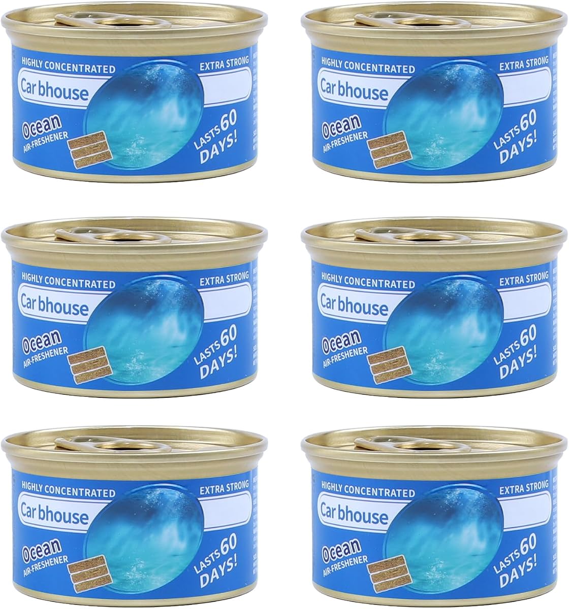 Ambientador para Coche, Juego de 6 Latas para Hogar y Coche, Ambientador Difusor Desodorante, Océano