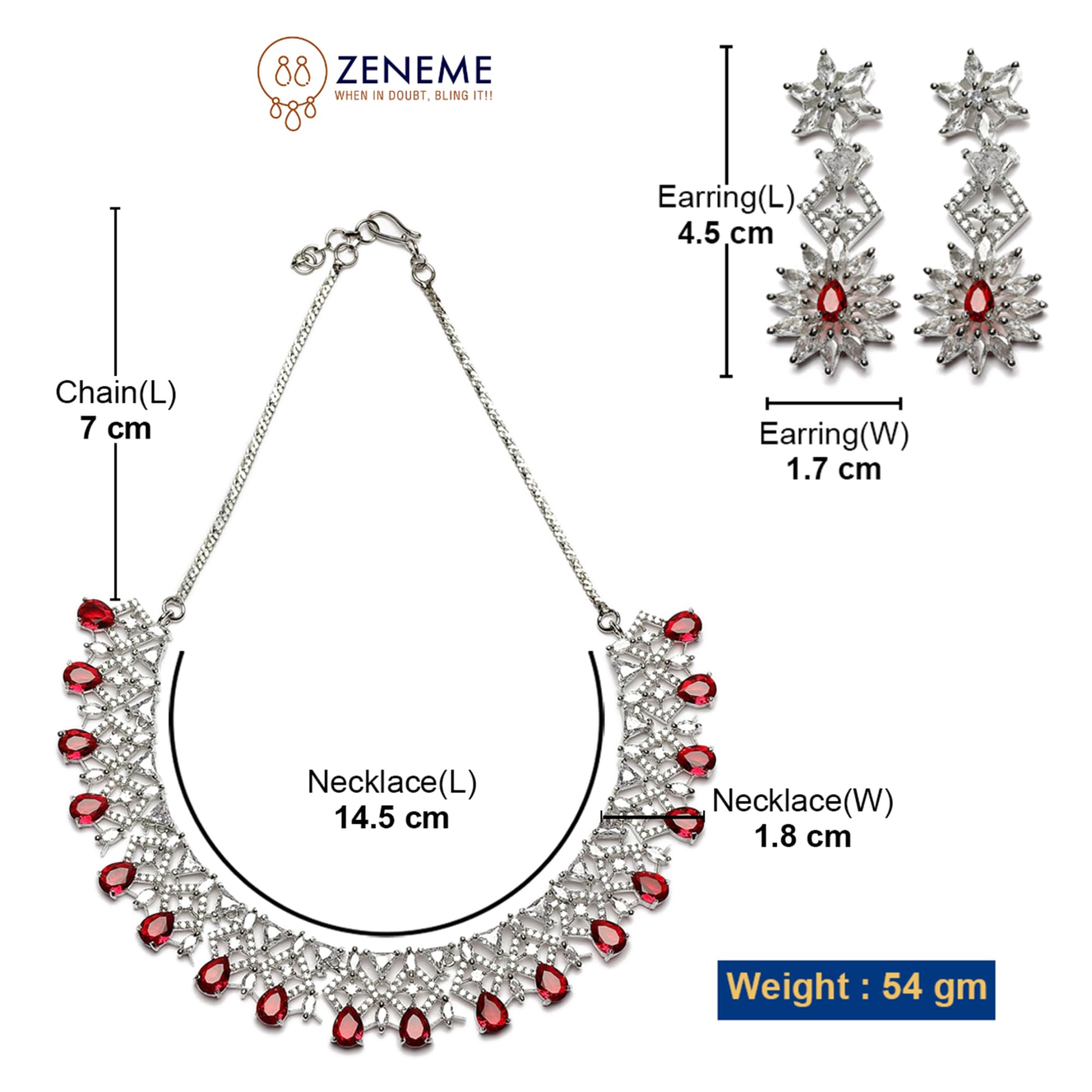 Rhodium American Diamonds Necklace Set