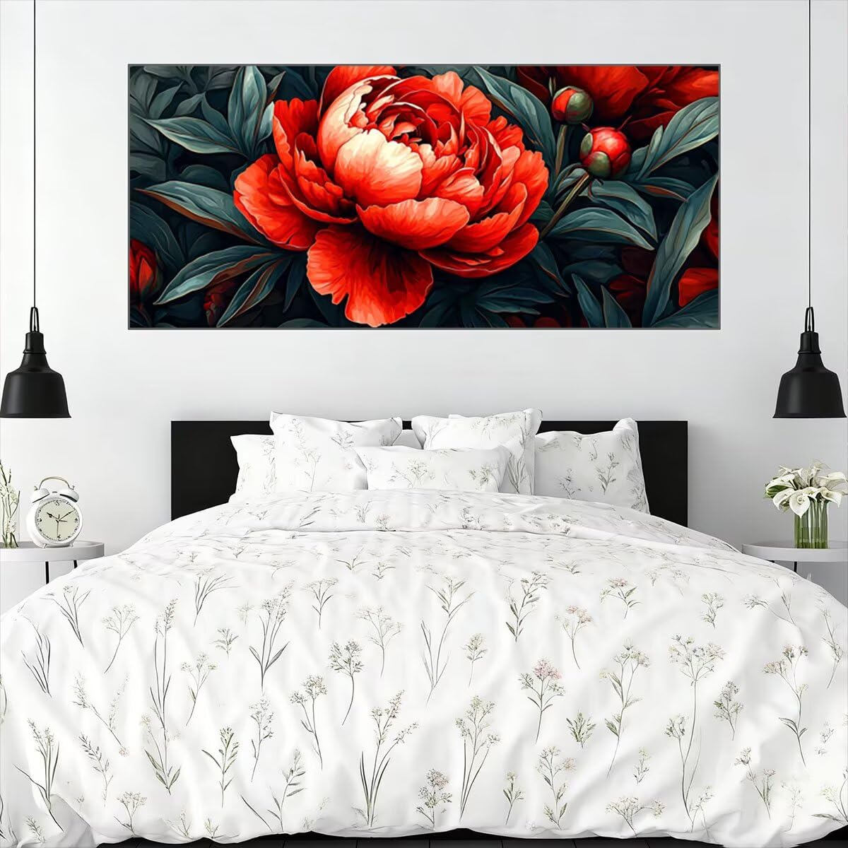 Peinture Numero Adulte Fleurs, DIY Peinture par Numero Enfant, Rétro Paint by Numbers Activité Manuelle Adulte, Kits de Peintures au Numéro Toile Peintures 160x70cm pour Tableau Decoration Murale P-14