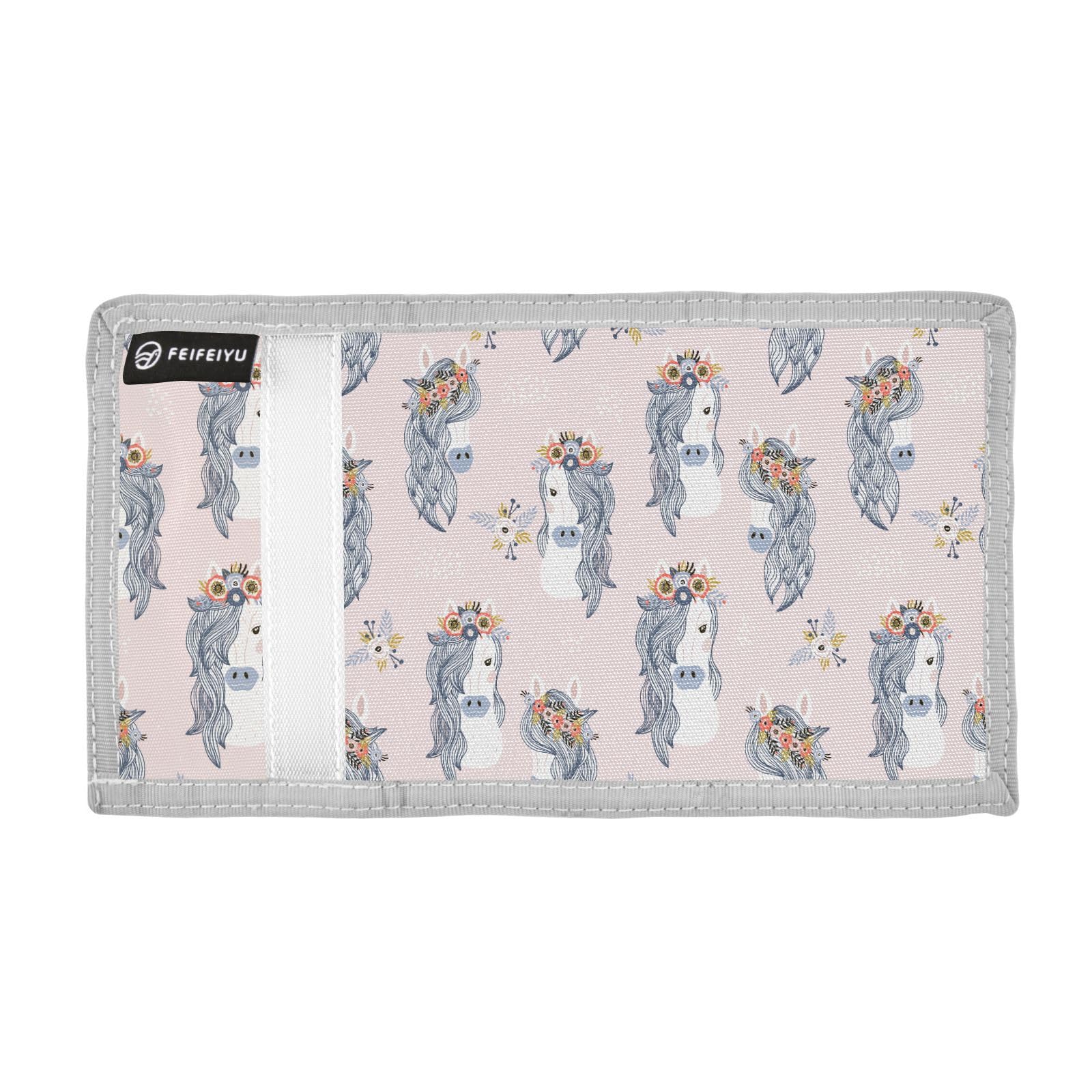 JHKKU Horses Flower Trifold Wallets for Kids Boys Girls, Outdoor Sports Wallet for Teen, with Zipper Coin Pocket Novelty Purse