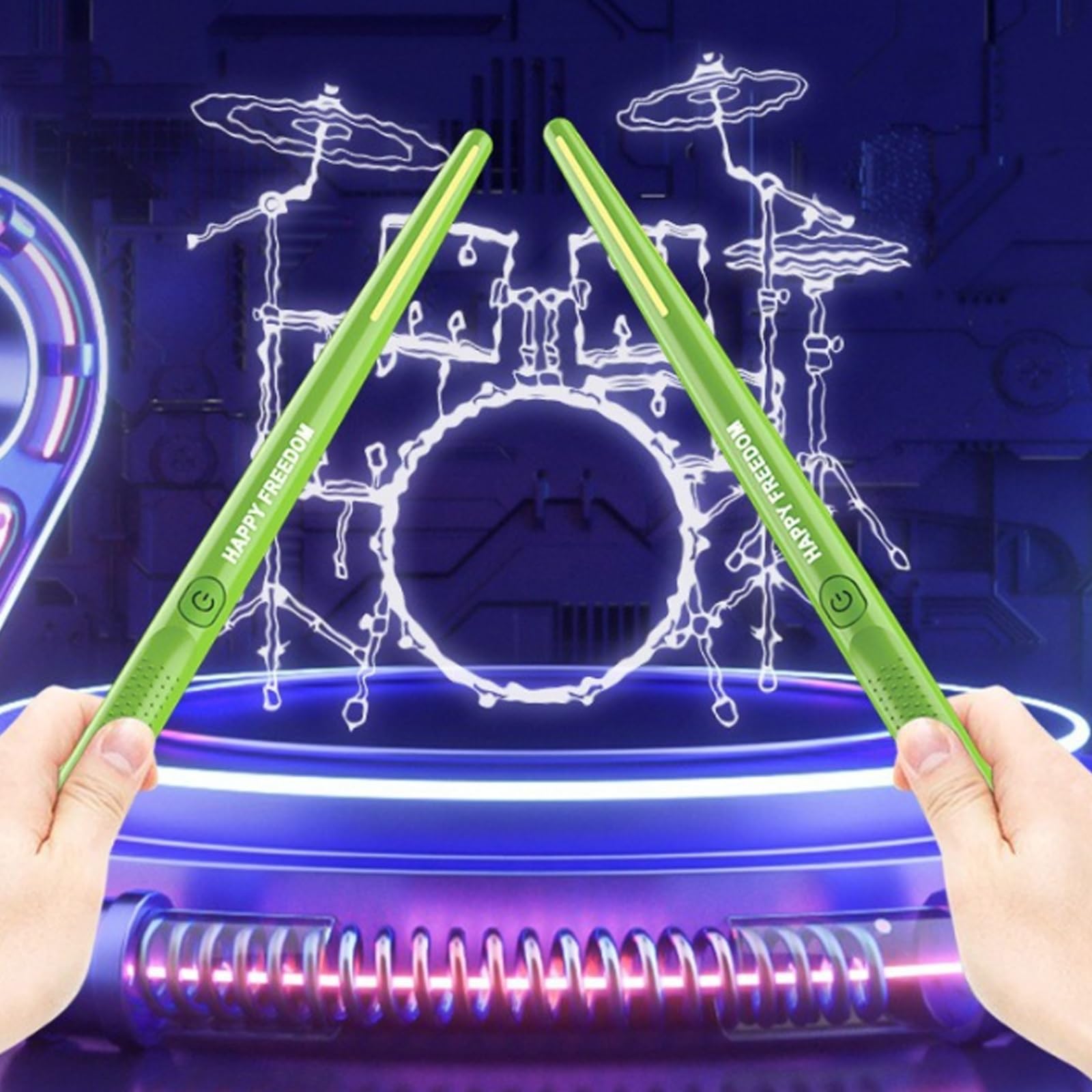 Kabellose Air Drumsticks mit Bewegungssensor | Virtuelles elektronisches Schlagzeug, tragbar mit 8 Tönen und Bluetooth