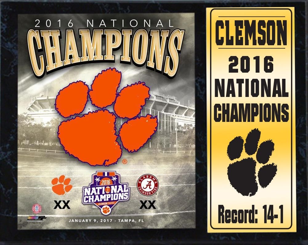 NCAA Clemson Tigers 2016 Stat Plaque National Champions Deluxe Frame, 12" x 15", Black