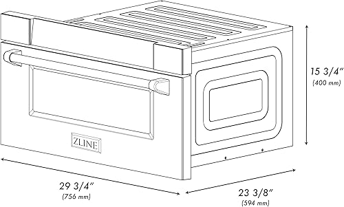 Miniatura 8 de ZLINE Autograph Edition - Cajón de microondas integrado de 30 pulgadas, 1.2 pies cúbicos en acero inoxidable negro y detalles dorados