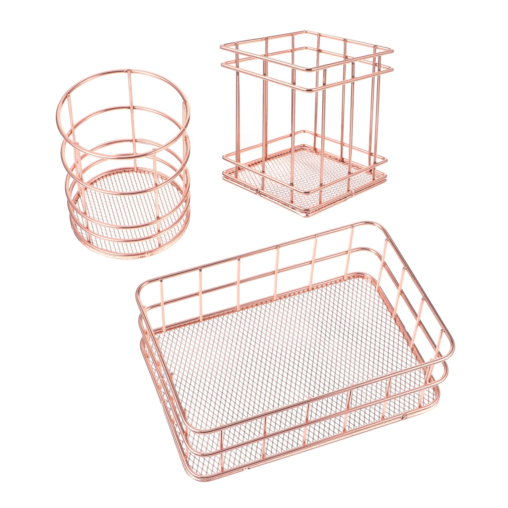 Panier de rangement en métal pour organiser un bureau de chambre