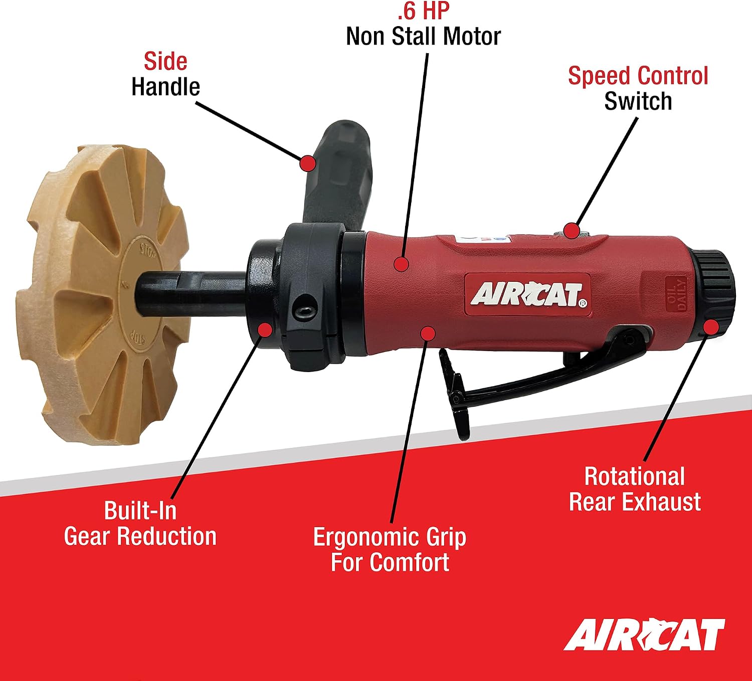 AIRCAT 6345 Pinstripe/Wheel Weight Adhesive Removal Tool, 2,600 RPM