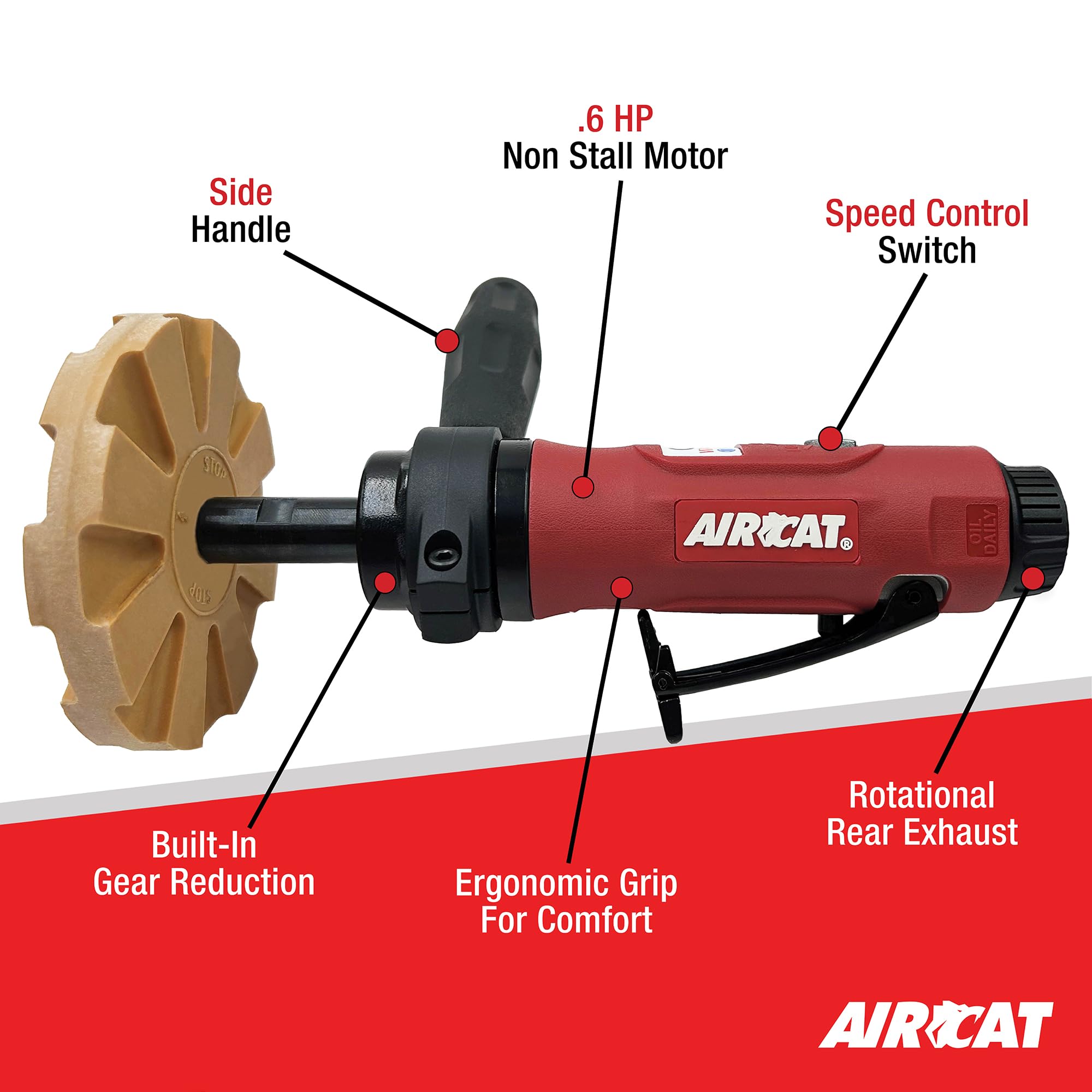 AirCat Pneumatic Tools 6345 .6 HP Decal/Pinstripe Removal Tool 2,600 RPM, Yellow/Black - Image 2