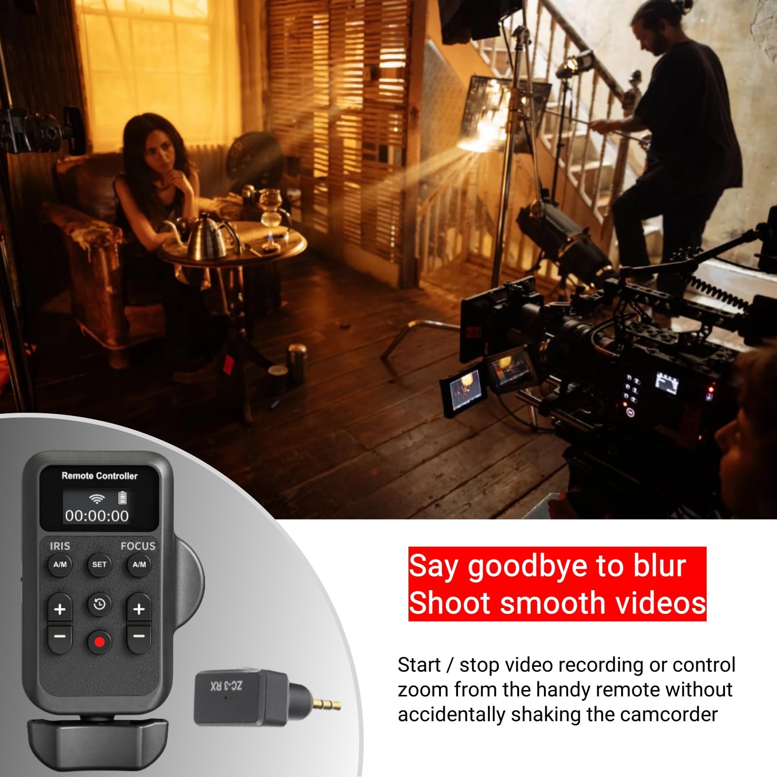 Mando A Distancia Inalámbrico Para Videocámara Con LANC - Control De Zoom, Enfoque E Iris A Distancia Para Cámaras Sony Y Canon