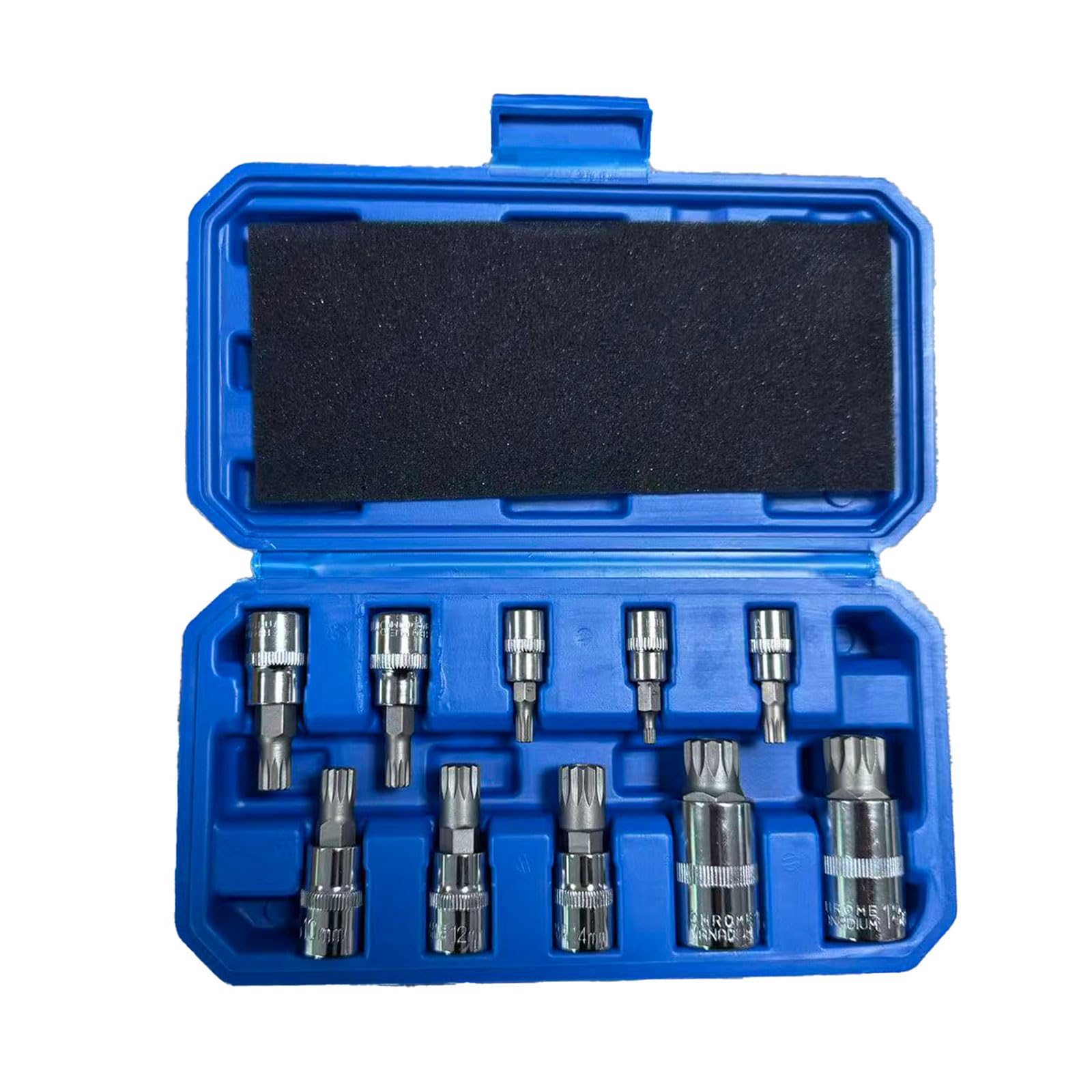 Ljmyy 10Pcs Tampered Triple Square Spline Bit Socket Driver Set with Storage Box For Automotive Mechanical Repair Accessories