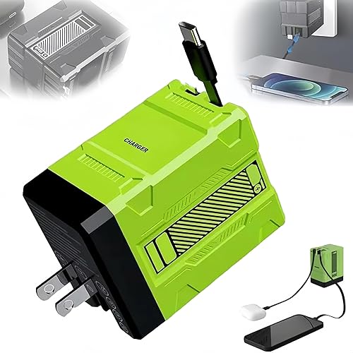 Adaptador de carga rápida 2 en 1 compatible con 120 W, nuevo módulo de carga rápida retráctil escalable de 120 W, adaptador de carga plegable todo