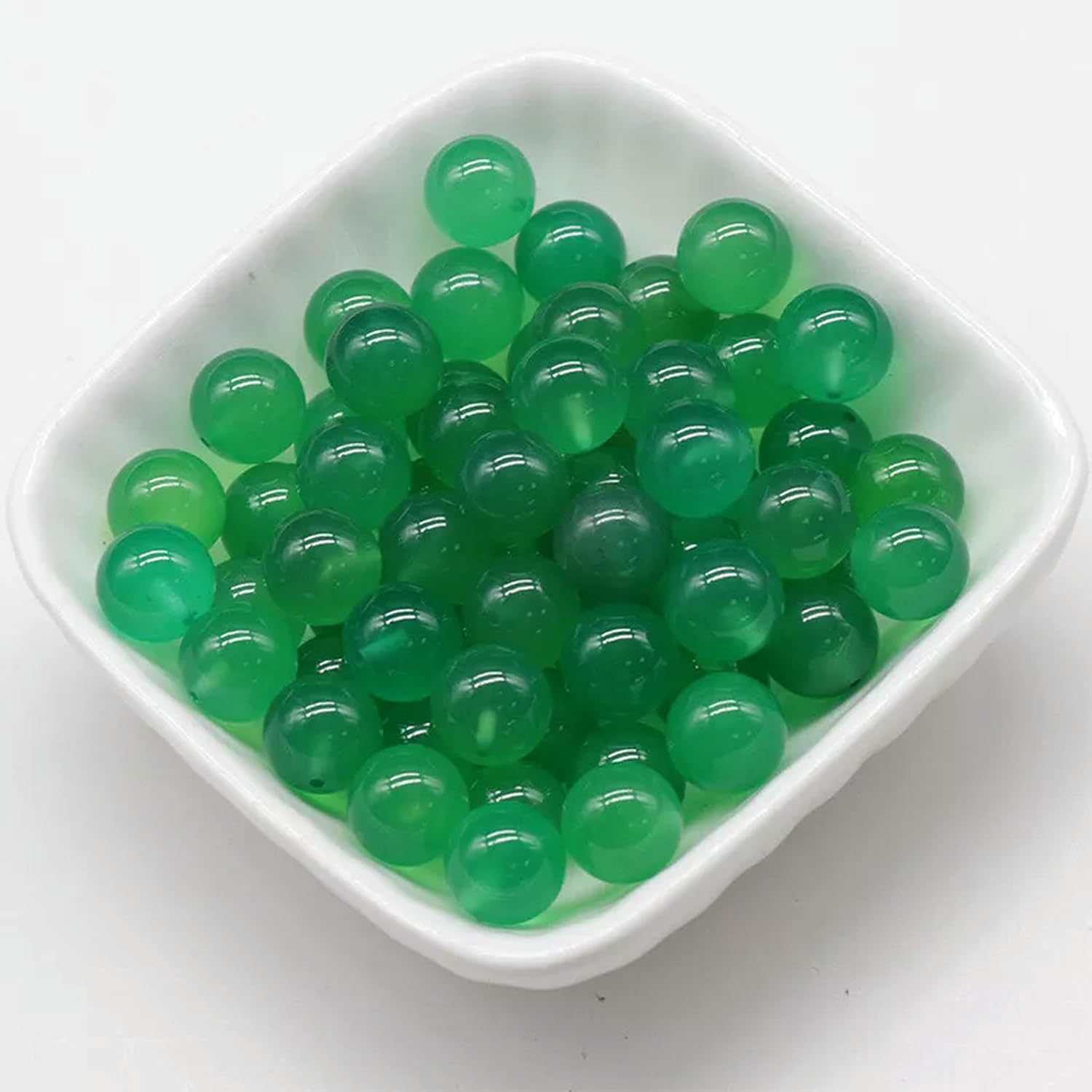 50pcs Natural Green Agate Stone Half Drilled Hole Beads 10mm Round Ball DIY