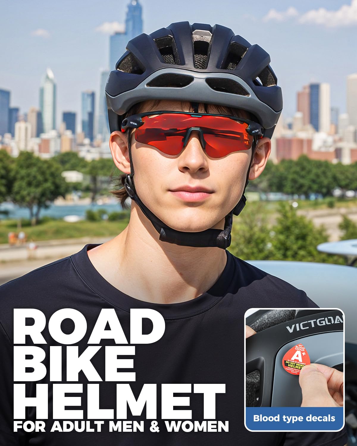 VICTGOAL Casco de bicicleta de carretera para adultos, hombres y mujeres con luz trasera magnética desmontable, casco de bicicleta ajustable y transpirable para ciclismo de carretera y montaña