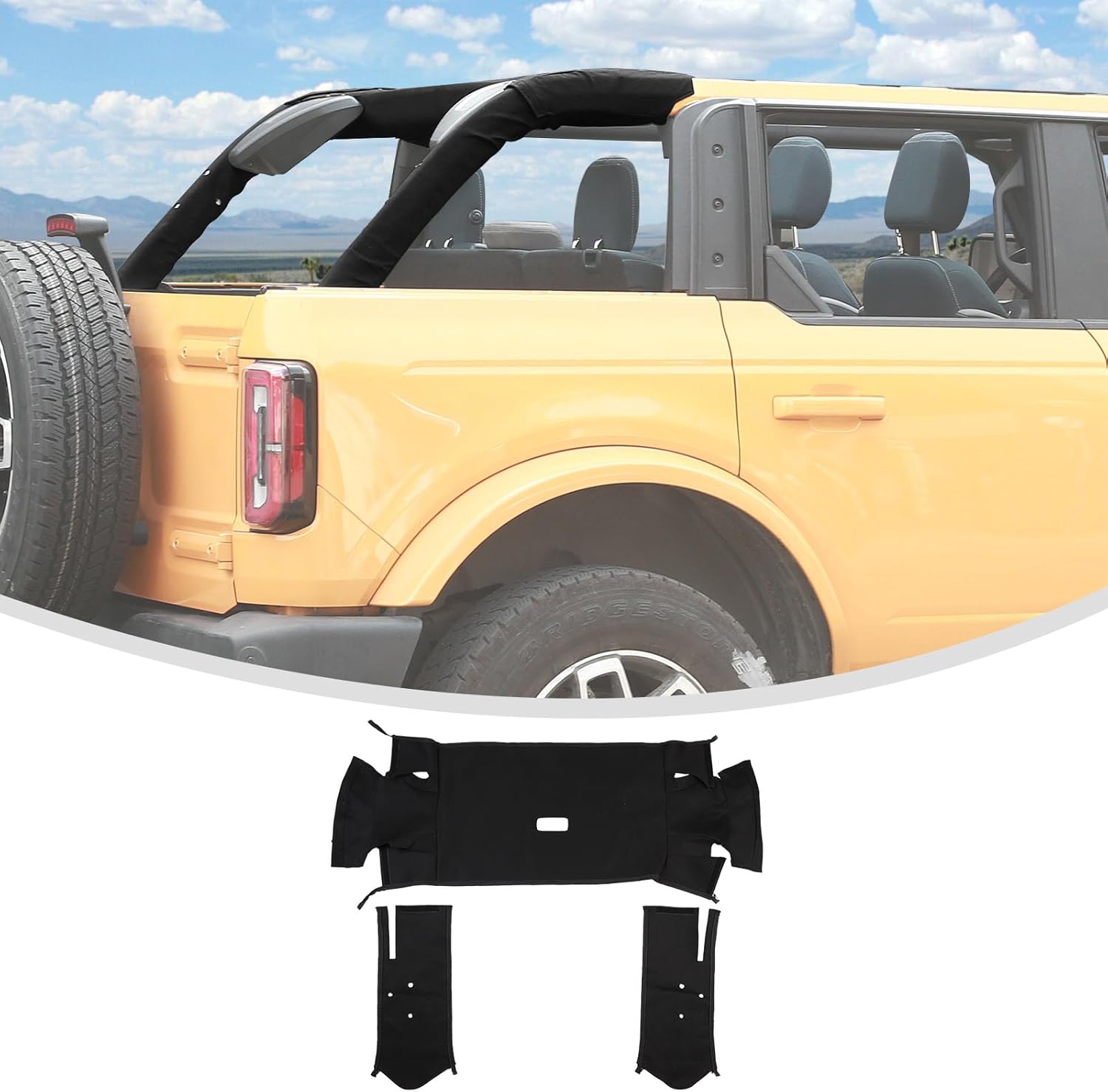 Linskip Practical Roll Bar Cover for Ford Bronco 2021-2025+, D-Pillar and Crossbar Protection, Oxford Fabric Roll Bar Padding for Bronco Exterior Accessories(4Door)