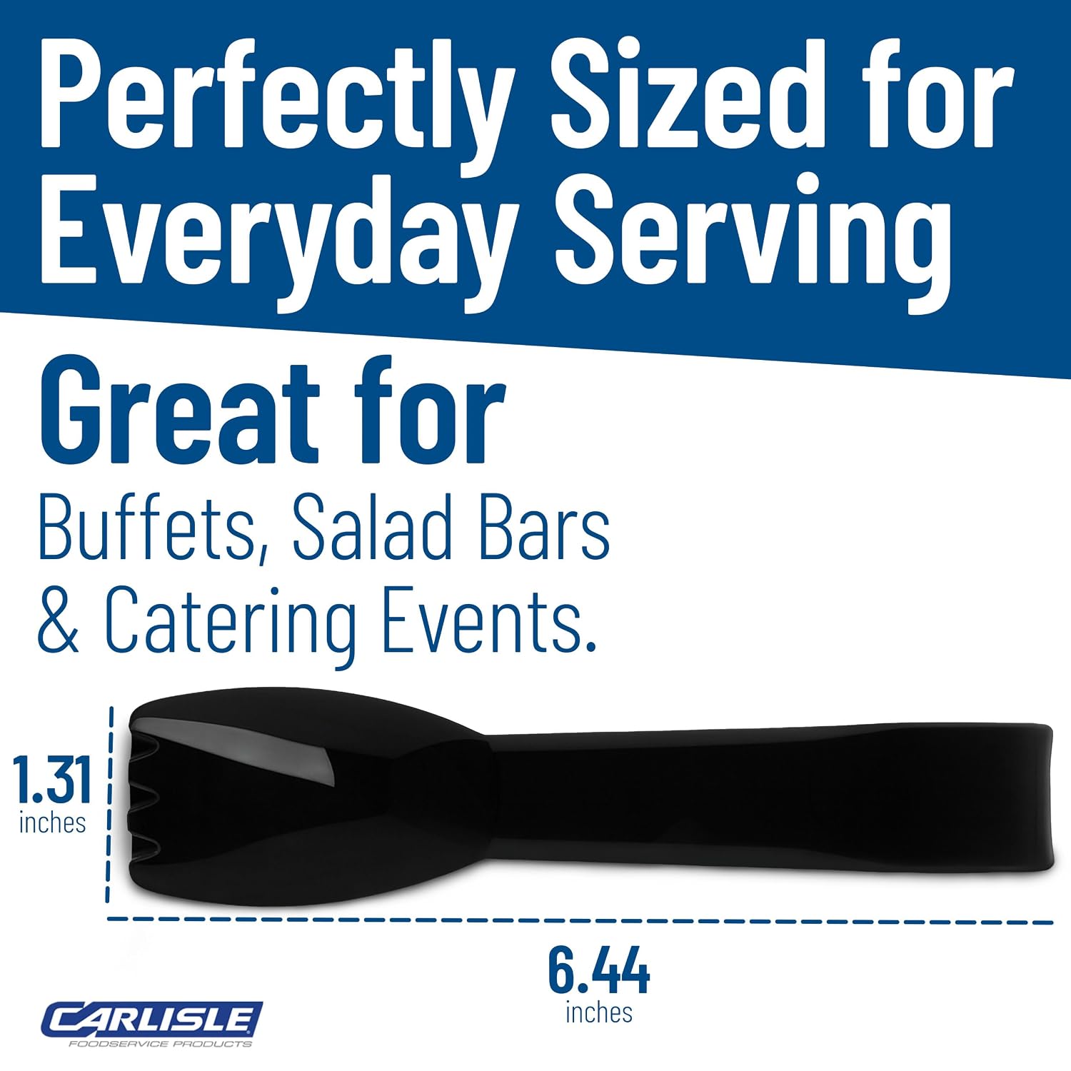 Carlisle FoodService Products Carly Tongs, Plastic Serving Tongs, for Kitchens, Restaurants, and Catering, Acetal, 6.44 Inches, Black