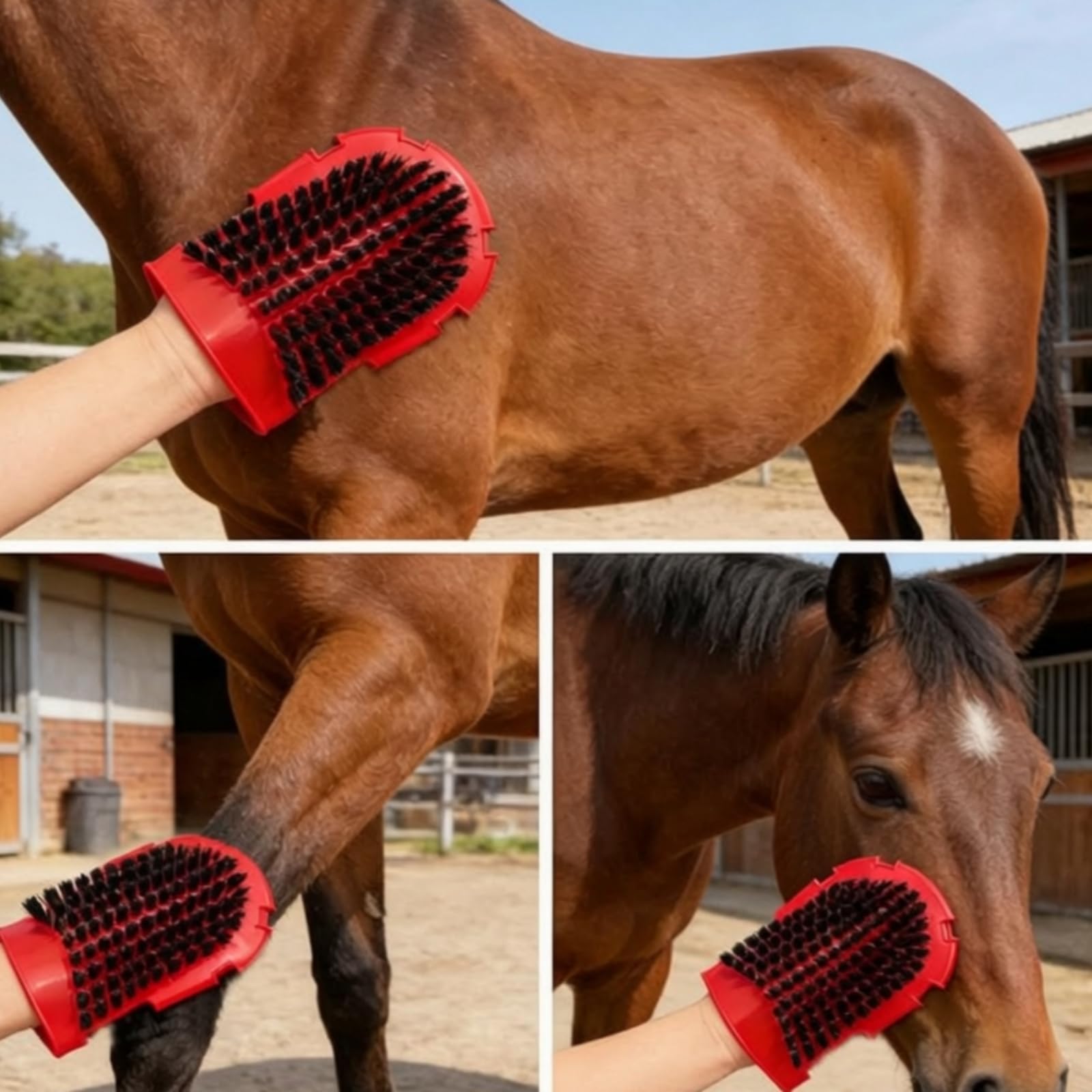 Juego Cepillos para Caballo Práctico | Resistente, Ligero, Cepillo Masaje Ovalado, para Hípica, Jinetes