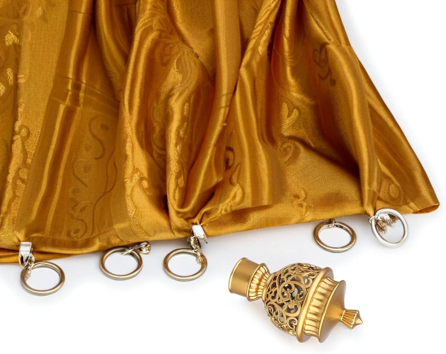 Curtain Rod End Plugs 6Pcs Plastic Decorative Finials for Living Room | Retro Style, Golden Color, Easy Installation, Suitable for Dining Room Window Treatment Hardware