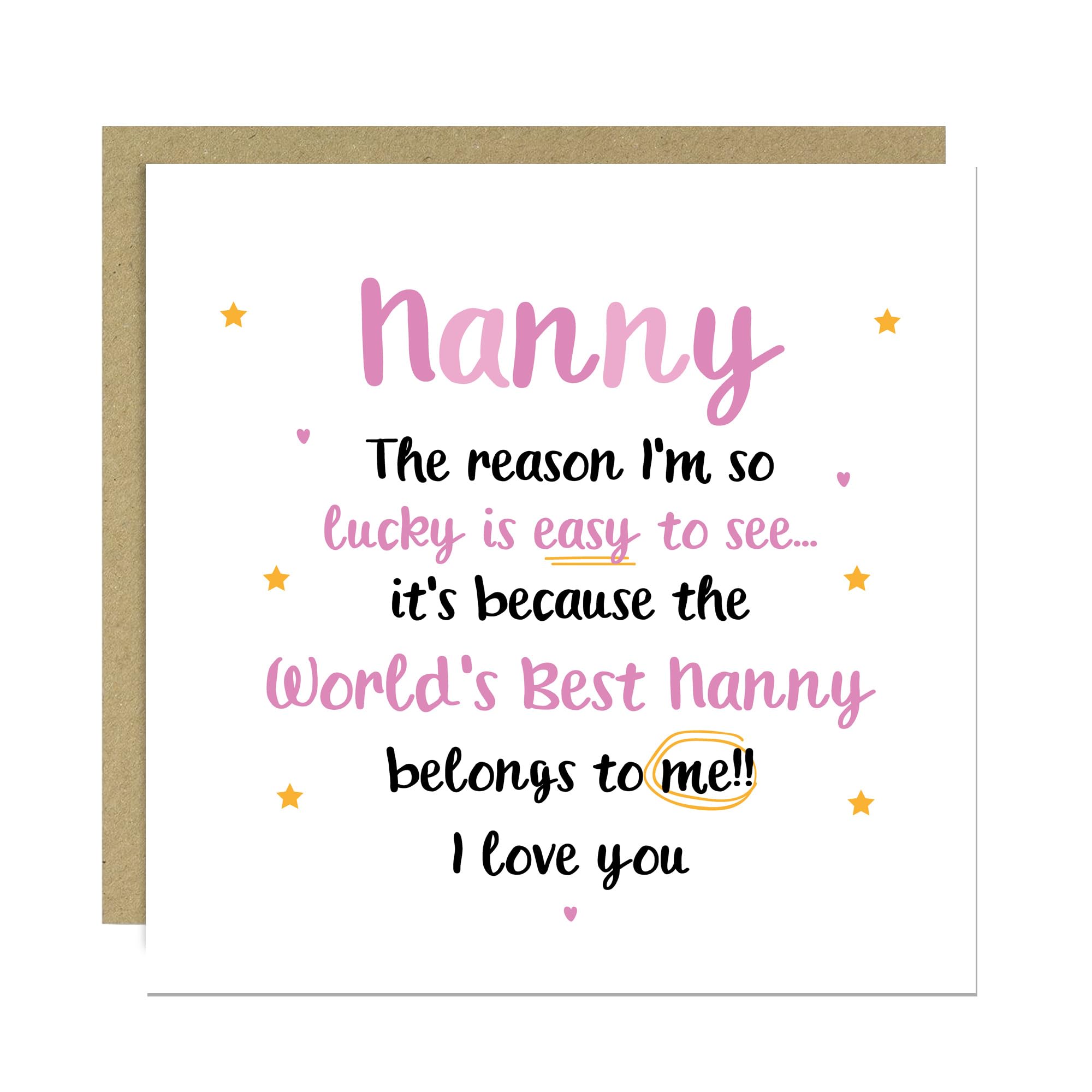 RED OCEAN Birthday Card For Nanny BEST NANNY Card From Granddaughter Grandson Birthday With Envelope Thank You For Nan Love You