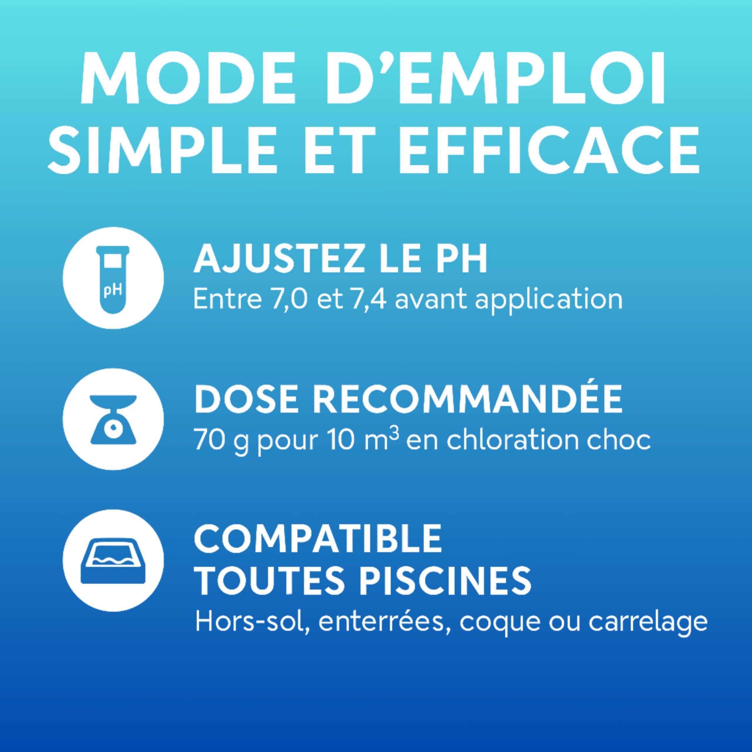 Chlore Choc Non Stabilisé 2KG | Hypochlorite de Calcium en Poudre | Traitement Efficace Contre Algues & Eau Verte | Désinfection Rapide pour Piscine & Spa | Produit sans Stabilisant, Granulés