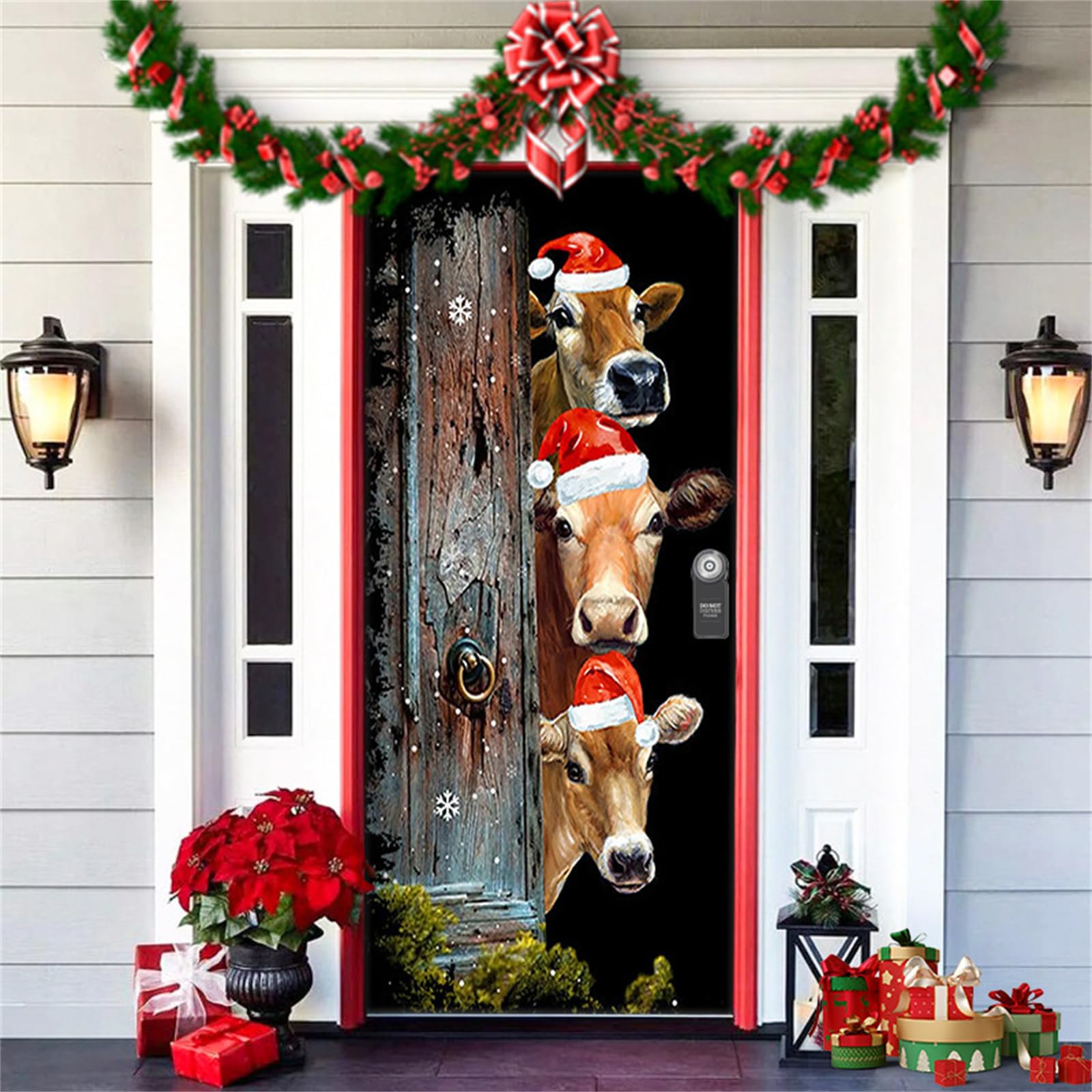 Tsophreniq Festival Door Curtain with Fade Resistant Polyester Materials for Christmas and New Year Decors Christmas Door Cover Polyester Holiday Decors