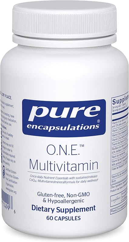Pure Encapsulations O.N.E. Multivitamin - Once Daily Multivitamin with Antioxidant Complex Metafolin, CoQ10, and Lutein to Support Vision, Cognitive Function, and Cellular Health* - 60 Capsules