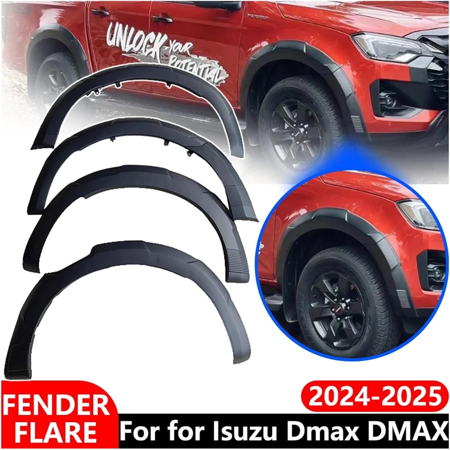 Fender Flares Compatible For Isuzu Dmax 2024-2025 Wheel Eyebrow Mudflap Trim Guard Protector Car Parts Exterior Accessories Dmax Exterior(10 Set)