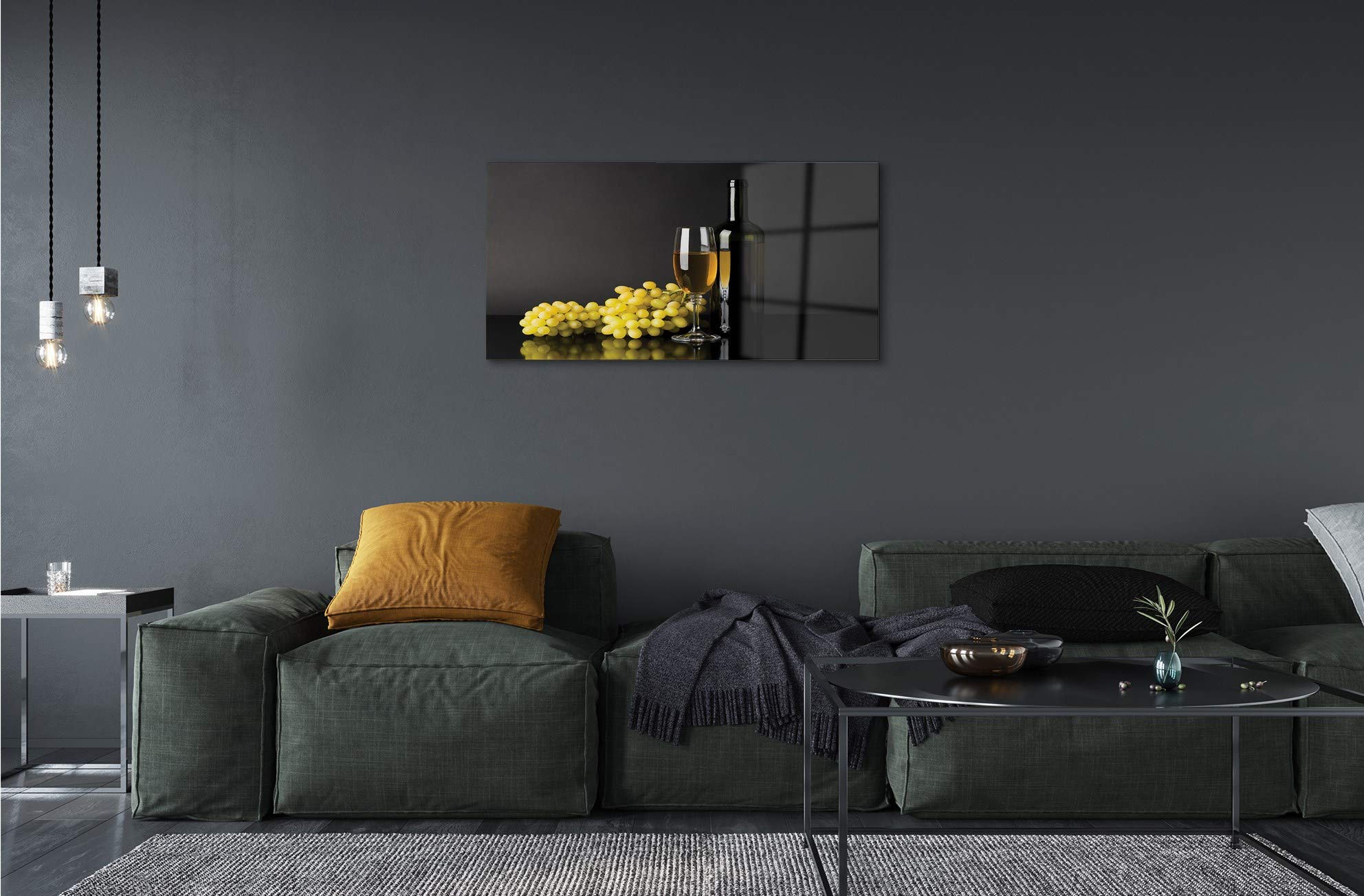Tulup Cuadro de Cristal 120x60cm Impresa Decoración De Pared Mural Vino - Botella de la Fruta