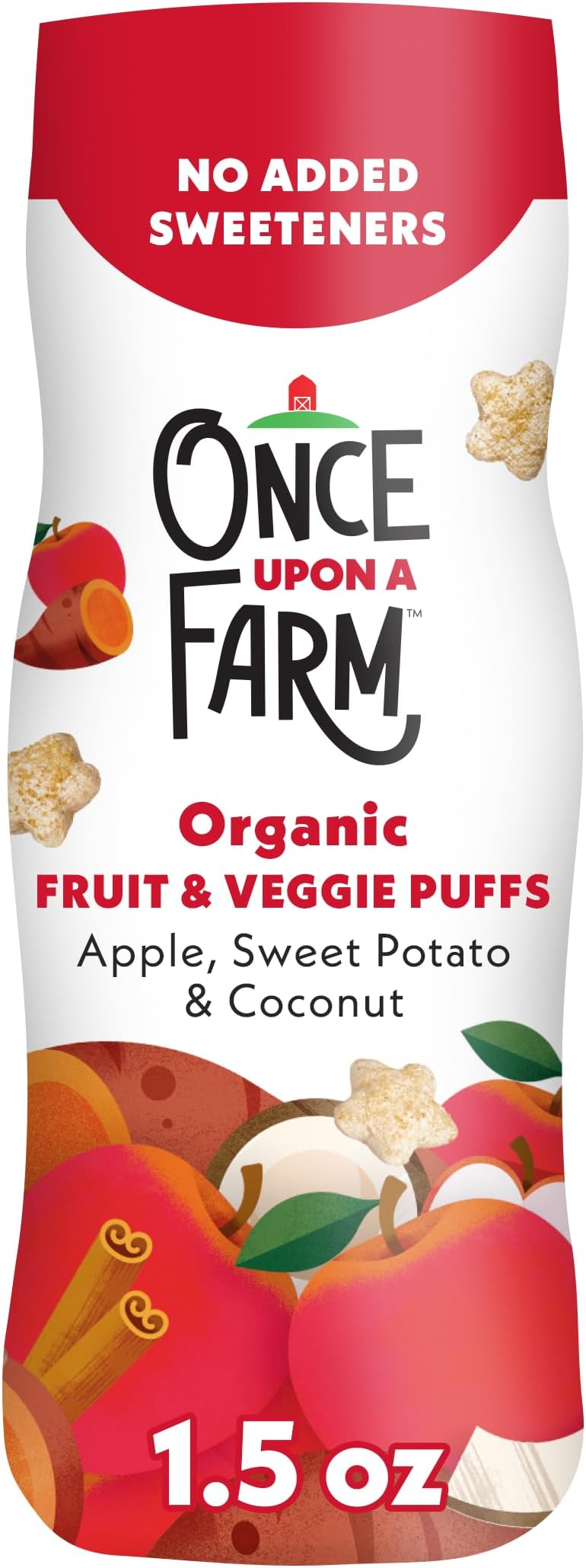 Organic Fruit & Veggie Baby Puffs, Apple, Sweet Potato & Coconut, 1.5oz