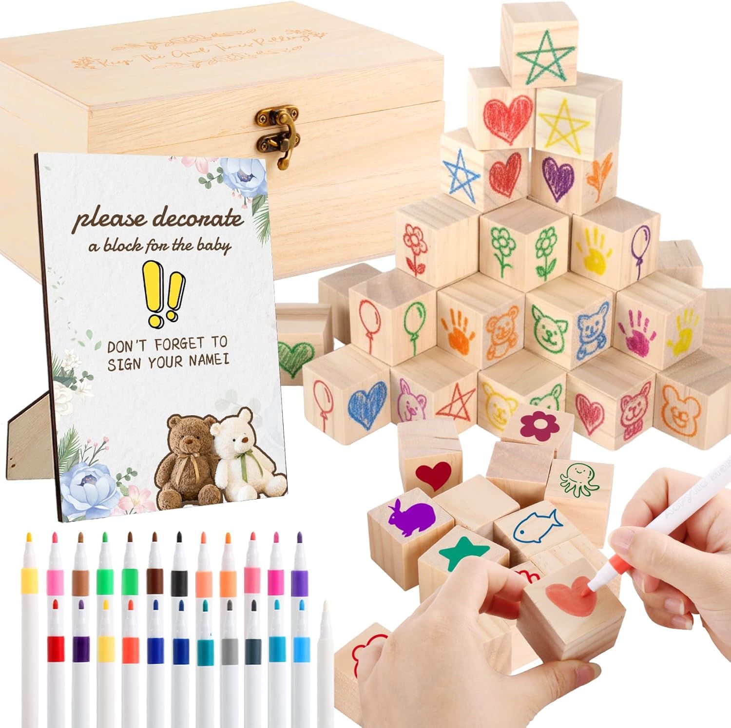 78 PCS Baby Shower Game Set, Baby Blocks for Baby Shower