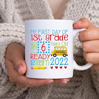 Kids My 1st Day of 1st Grade I Am 6 Years Old & Ready to Learn BlackMug, Tea Mug, Tea Cup, Coffee Cup