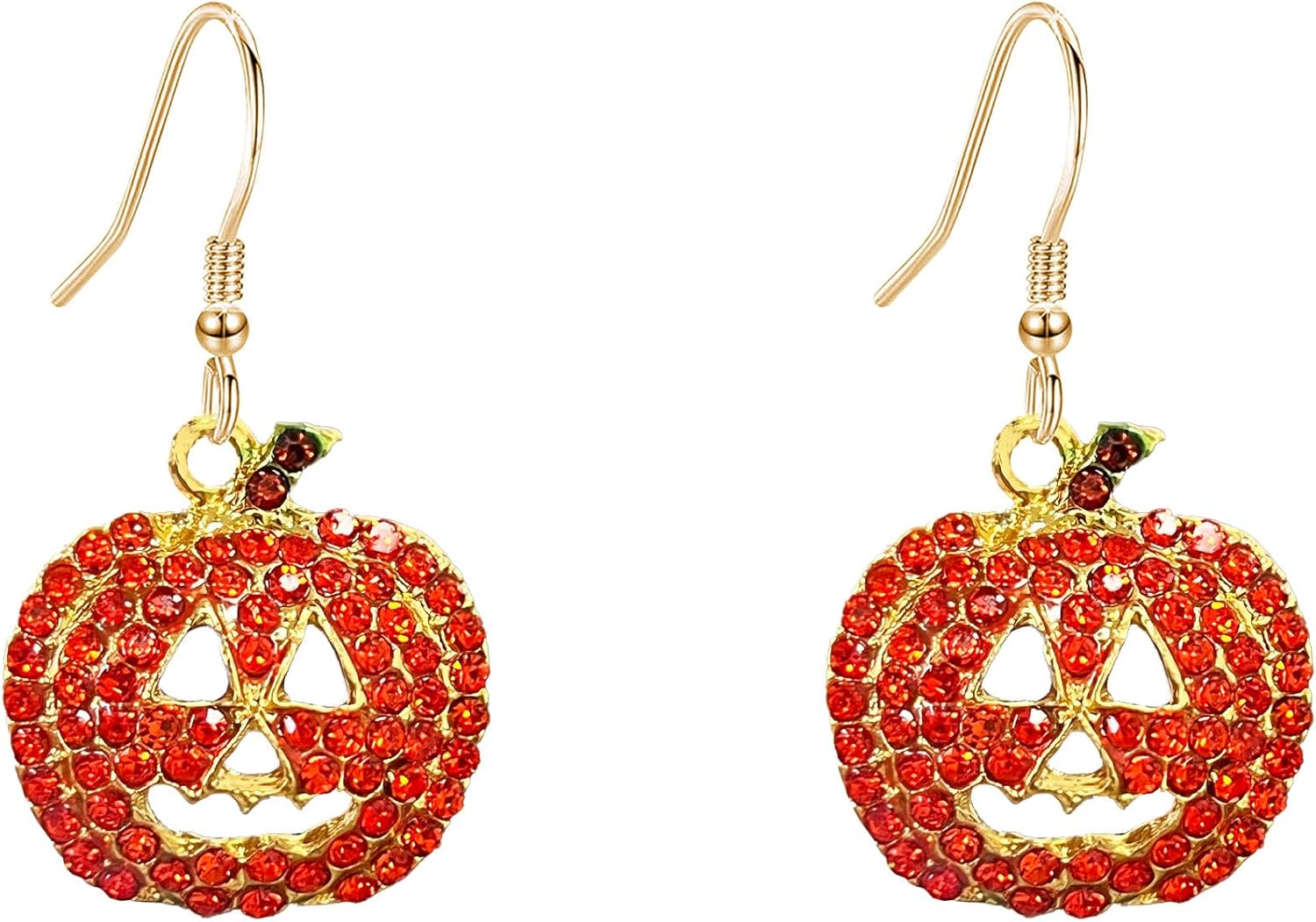 Anmpab Crystal Pumpkin Dangle Drop Earrings for Women Halloween Gold Hoop Earrings with Sparkling Fall Party Jewelry