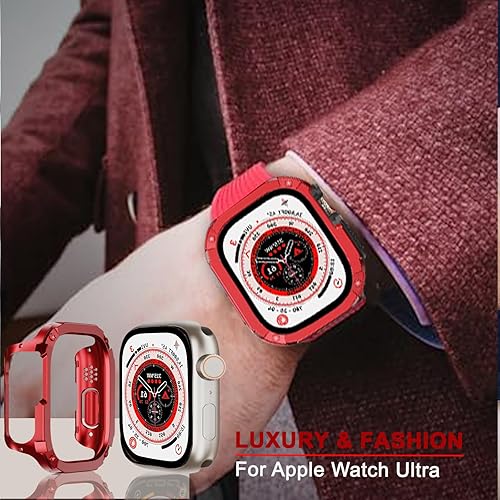 Miniatura 7 de NINKI Funda protectora para Apple Watch Ultra 2 de 1.929 in, color negro con rojo, a prueba de golpes, de TPU suave, funda protectora para Apple
