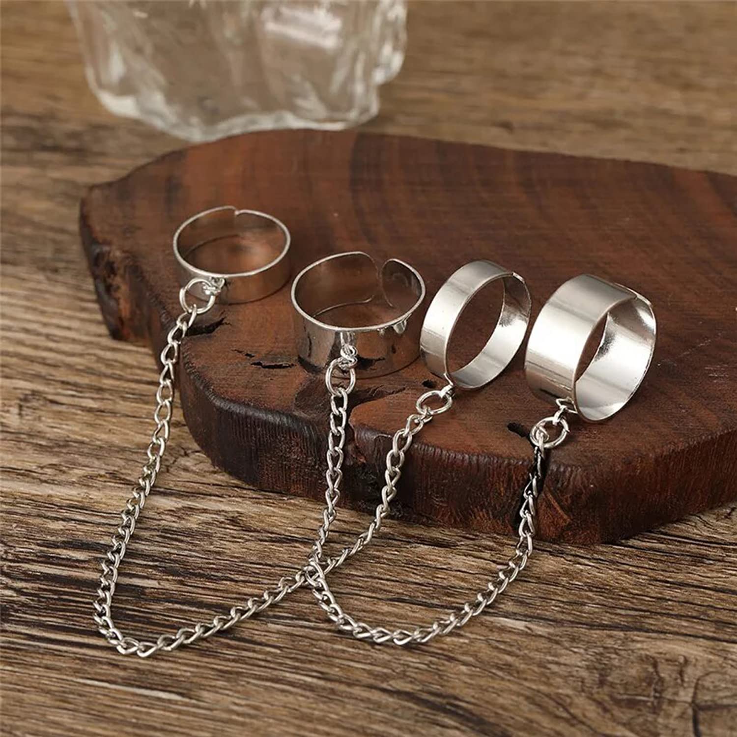 Gold-Toned Chain Rings Set