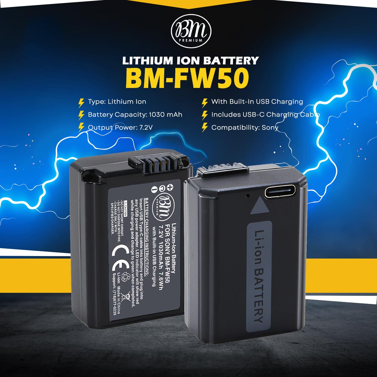 SONY ZV-E10+SmallrigCage,4個batteries Amazon.com: BM NP-FW50 Battery with Built-in Charging Port for