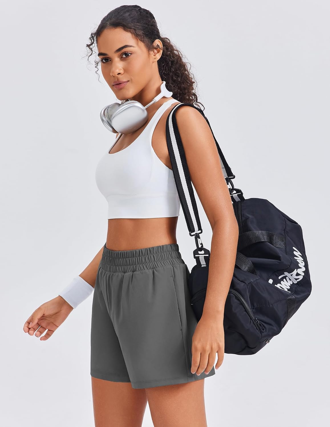 PINSPARK Women's 2 in 1 Running Shorts Quick Dry 2.5" Athletic Shorts High Waisted Workout Shorts with 4 Pockets - Image 6