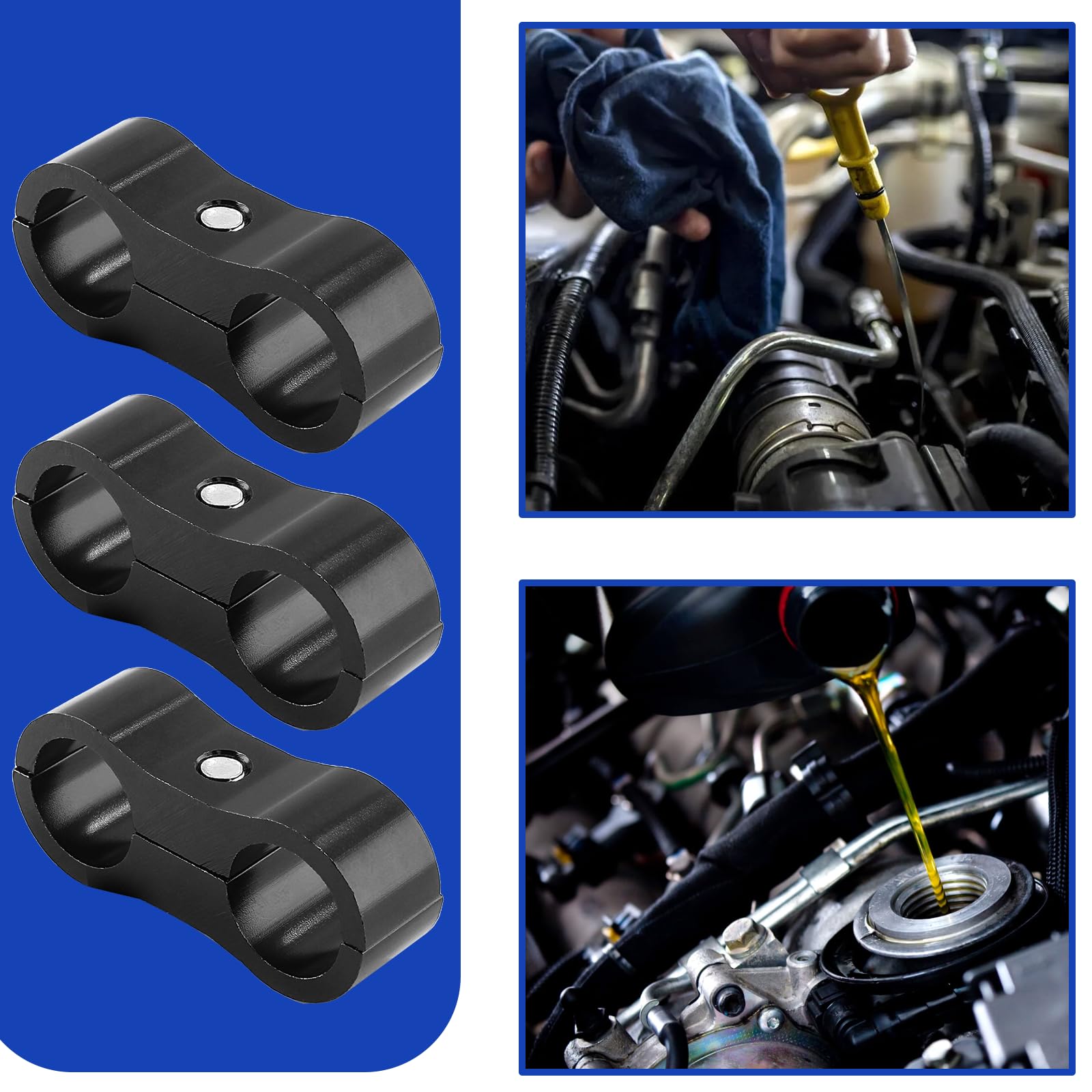 X AUTOHAUX 2pcs Car AN12 24mm Hose Separator Clamp Oil Line Brake Line Aluminum - View #4