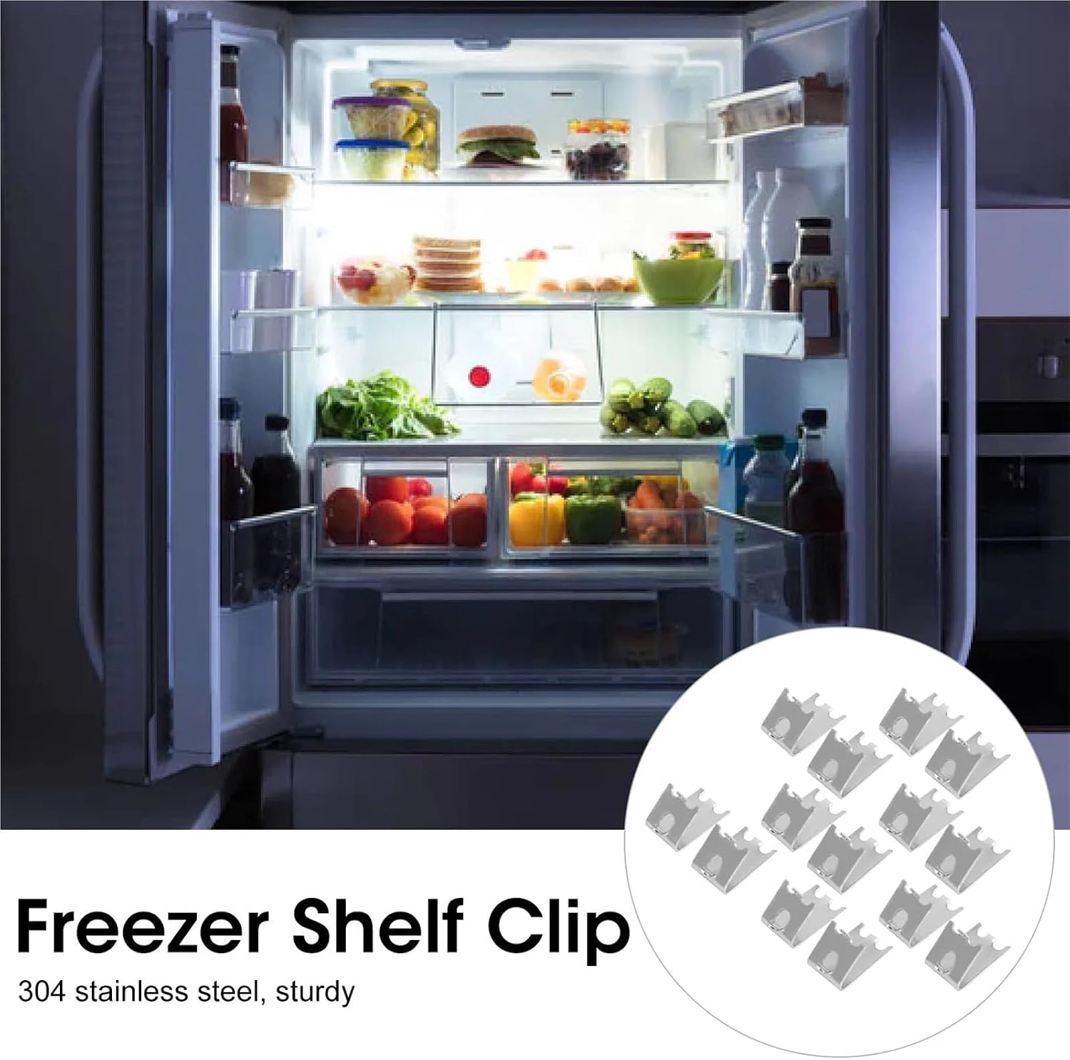 28PCS 1.5mm Freezer Shelf Clips 304 Stainless Steel Refrigerator Shelf Support Buckle