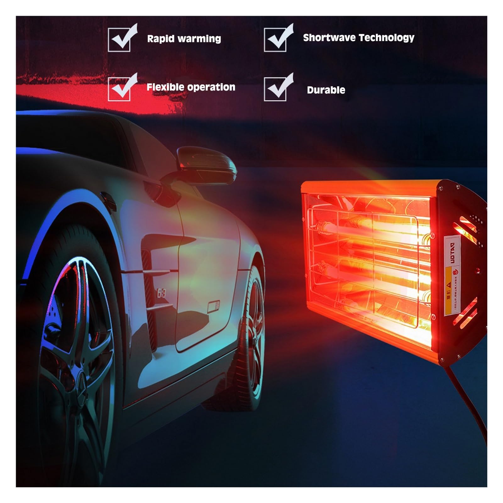 Lampa Utwardzająca, 2000W Lampa Do Utwardzania Farby Na Podczerwień Ręczne Pieczenie Falach Krótkich Suszenie Gorąca Suszarka Farb Grzewcza Naprawa Karoserii Lakieru
