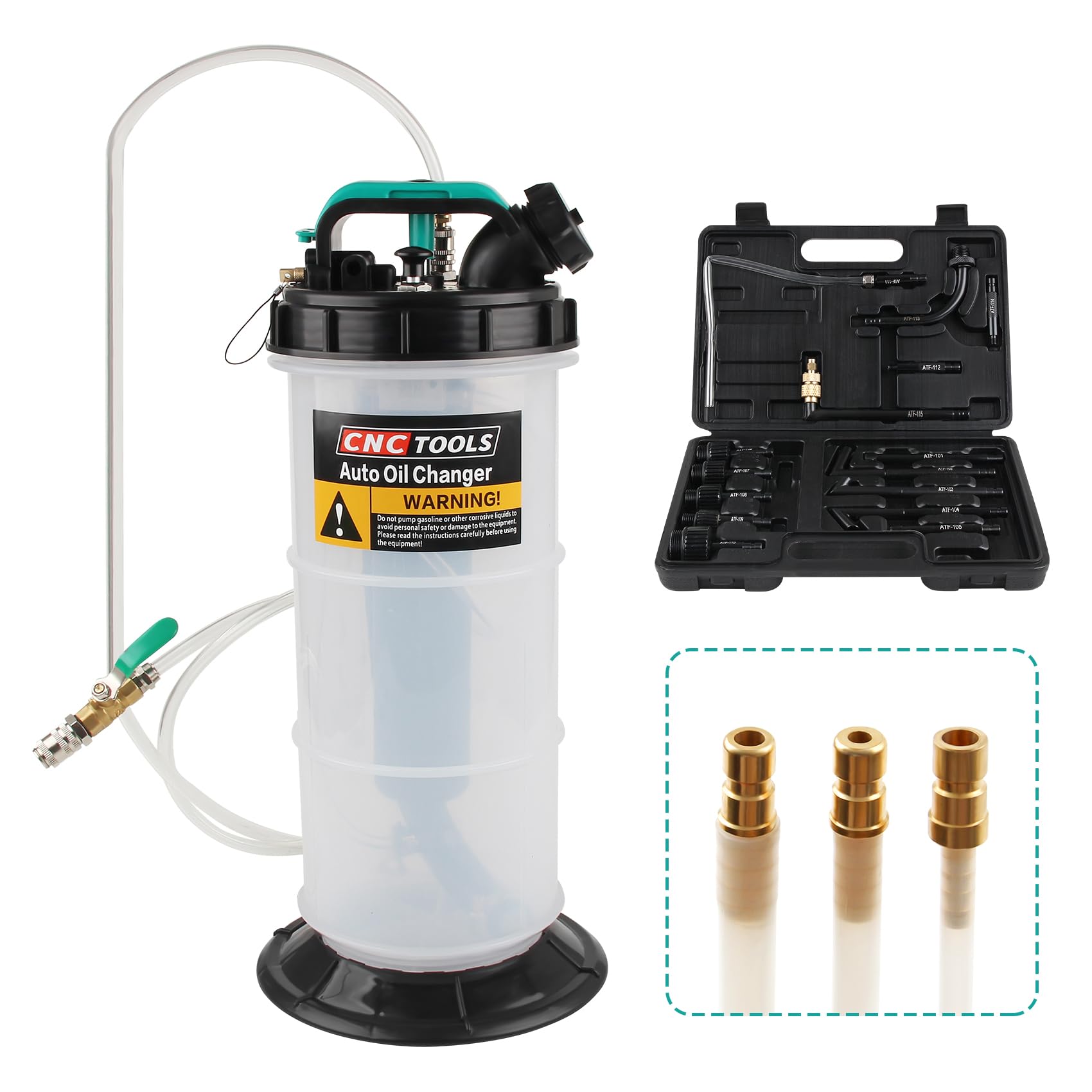 5,3 L Bomba de succión Aceite Motor Aspirador oleo, Bomba Aceite extraccion Coche, Manual neumática con Juego de 15 Piezas de adaptadores, de fluidos de Aceite para líquidos de Transmisión.