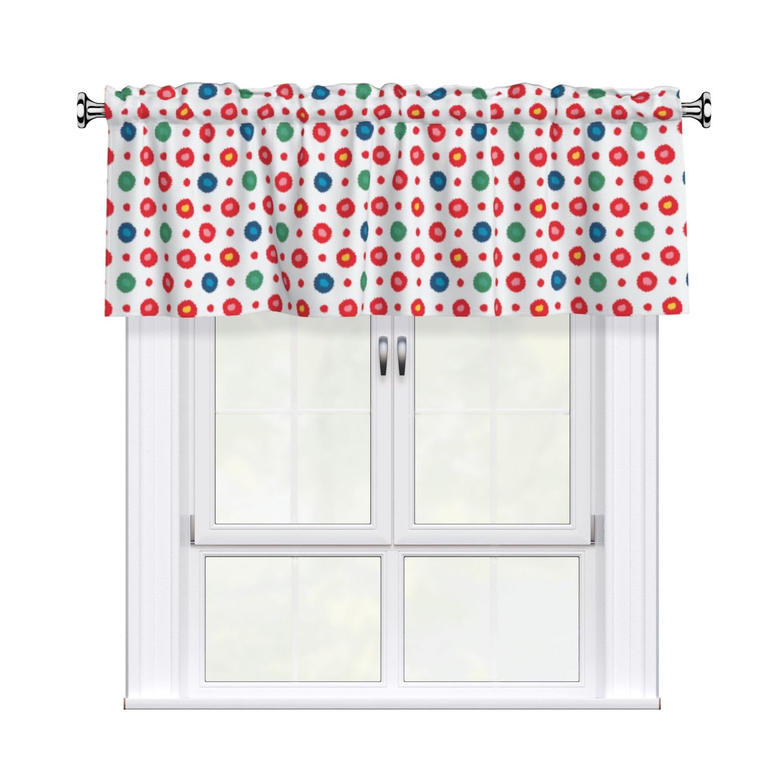 Noble Ren Colorful Polka Dots Short Curtain Valance 54x18in For Kitchen Bathroom Cafe Living Room Decoration